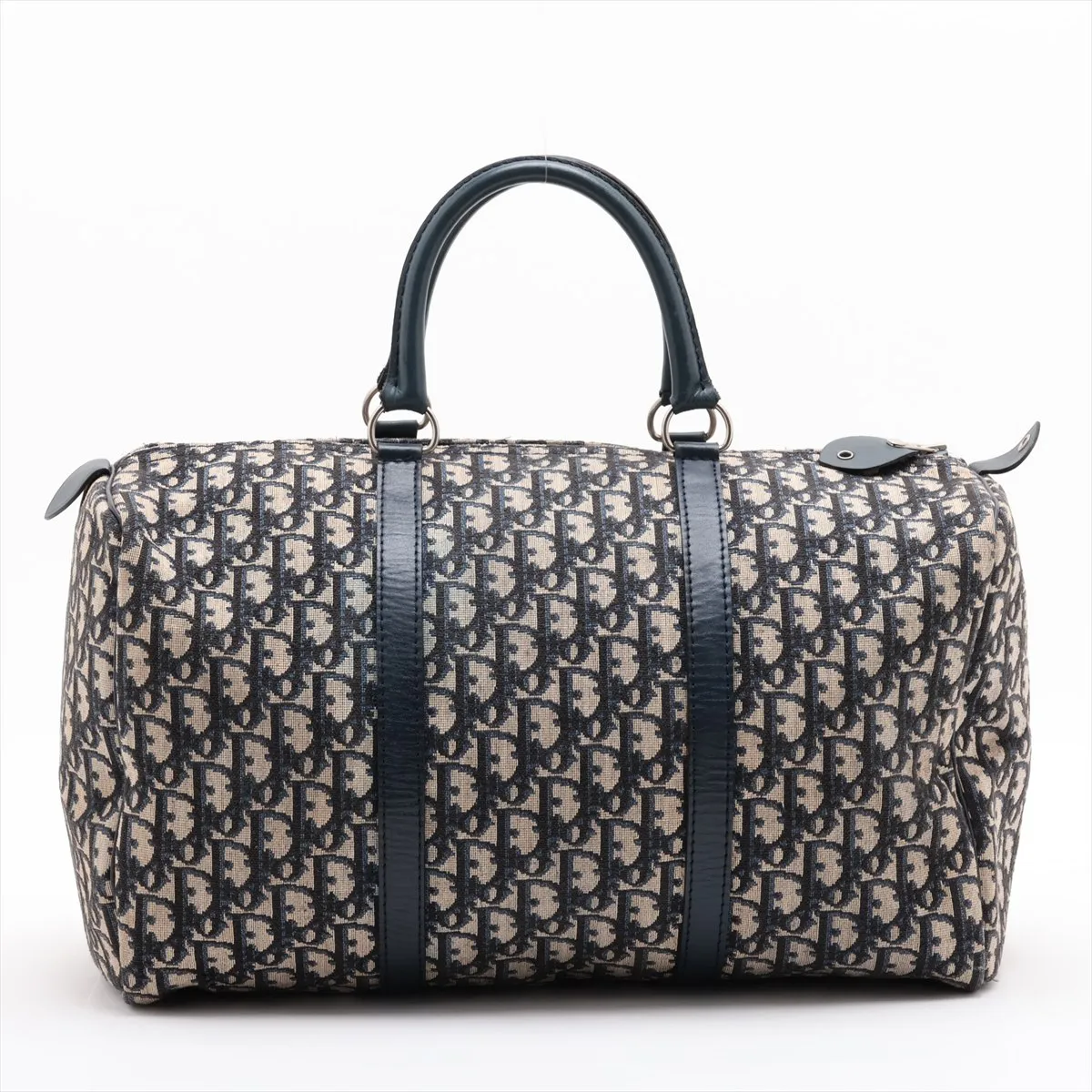 Trotter Canvas x Leather Boston Bag, Navy — view 2