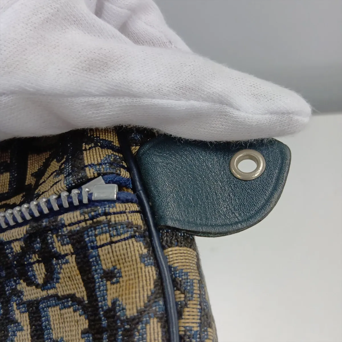 Trotter Canvas x Leather Boston Bag, Navy — view 11