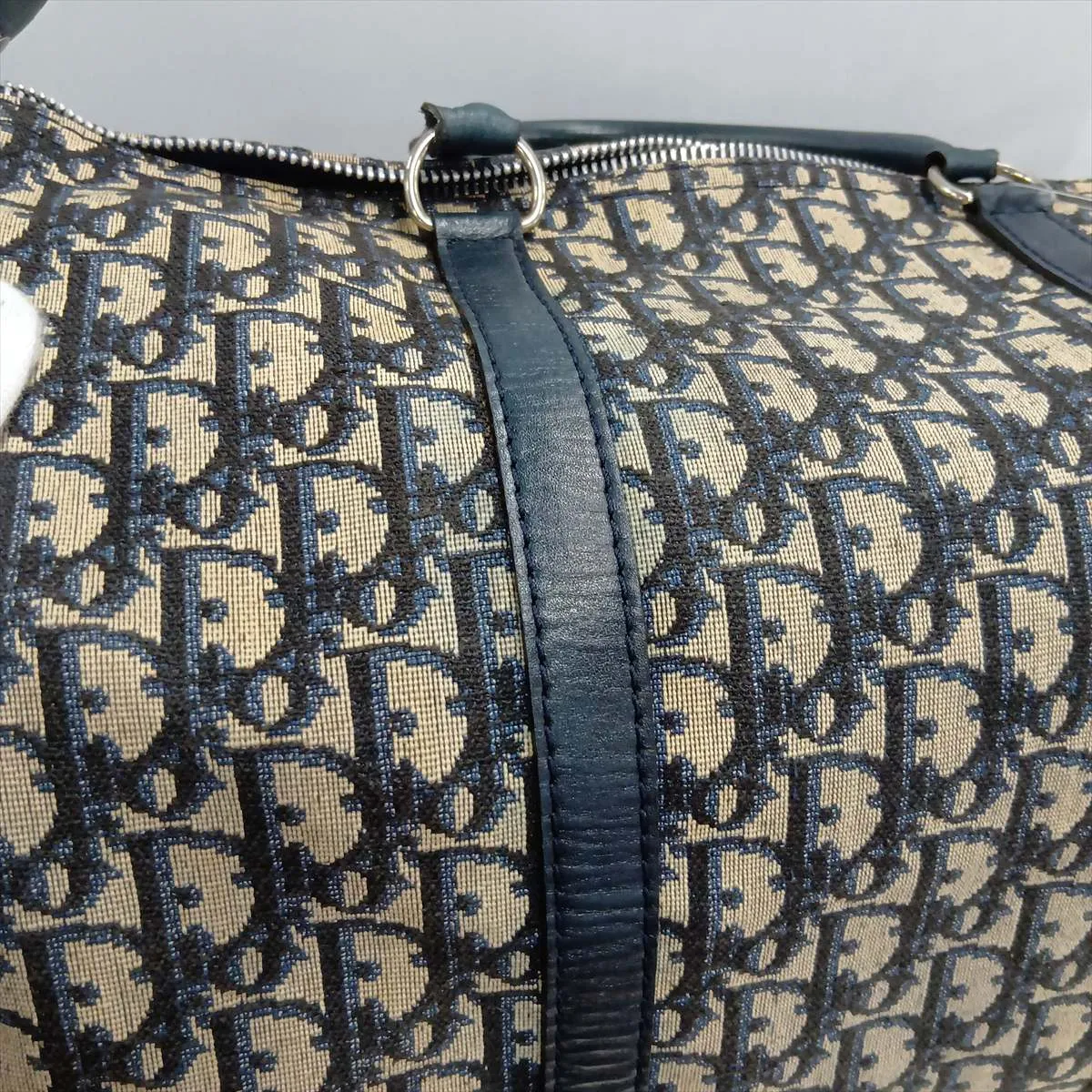 Trotter Canvas x Leather Boston Bag, Navy — view 13