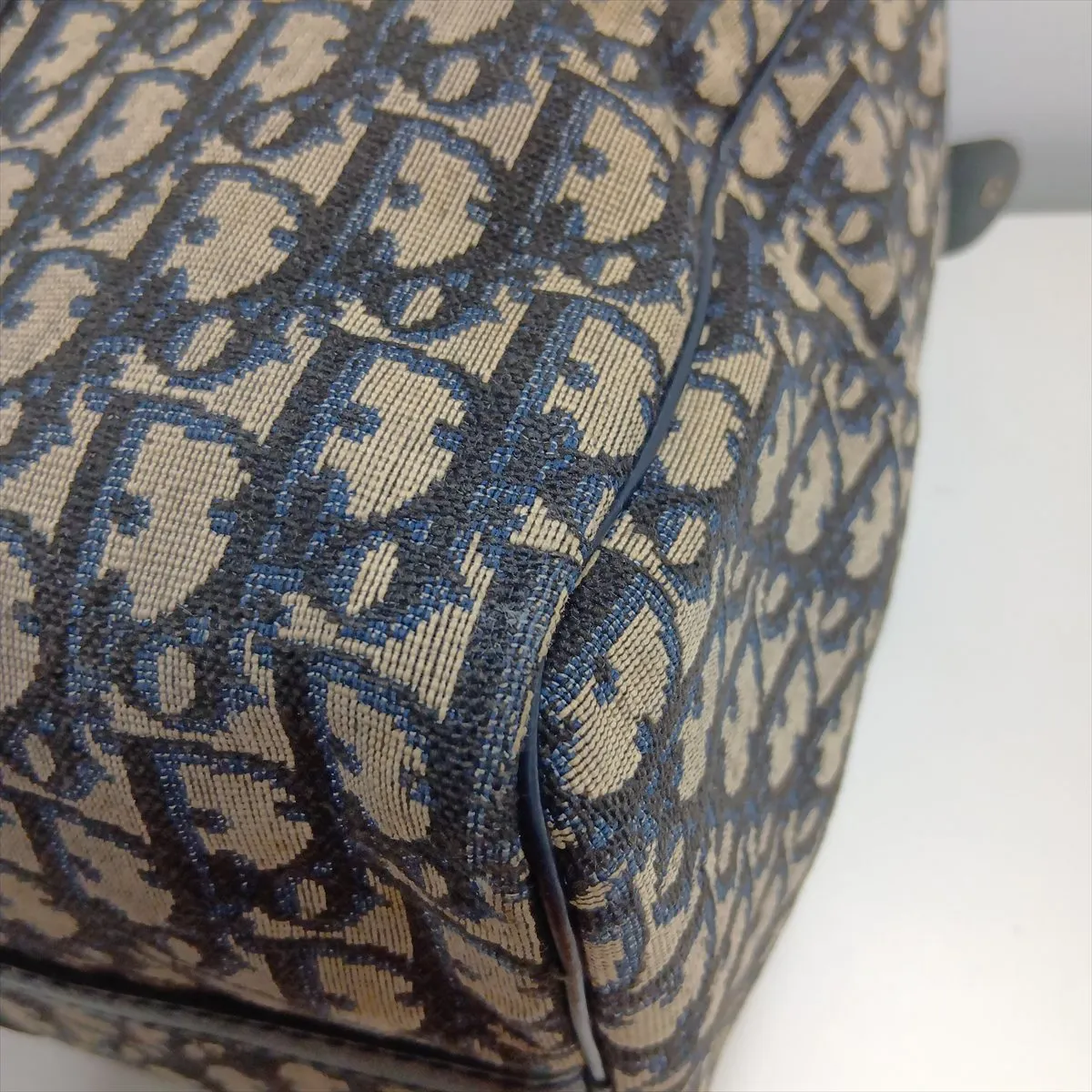 Trotter Canvas x Leather Boston Bag, Navy — view 14