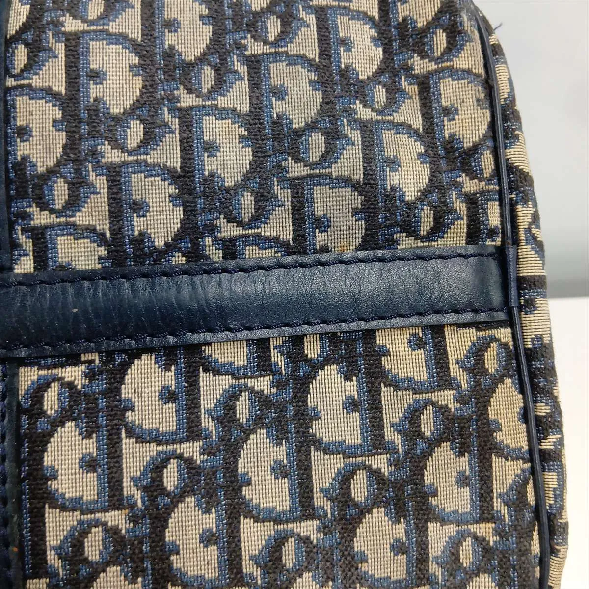 Trotter Canvas x Leather Boston Bag, Navy — view 15