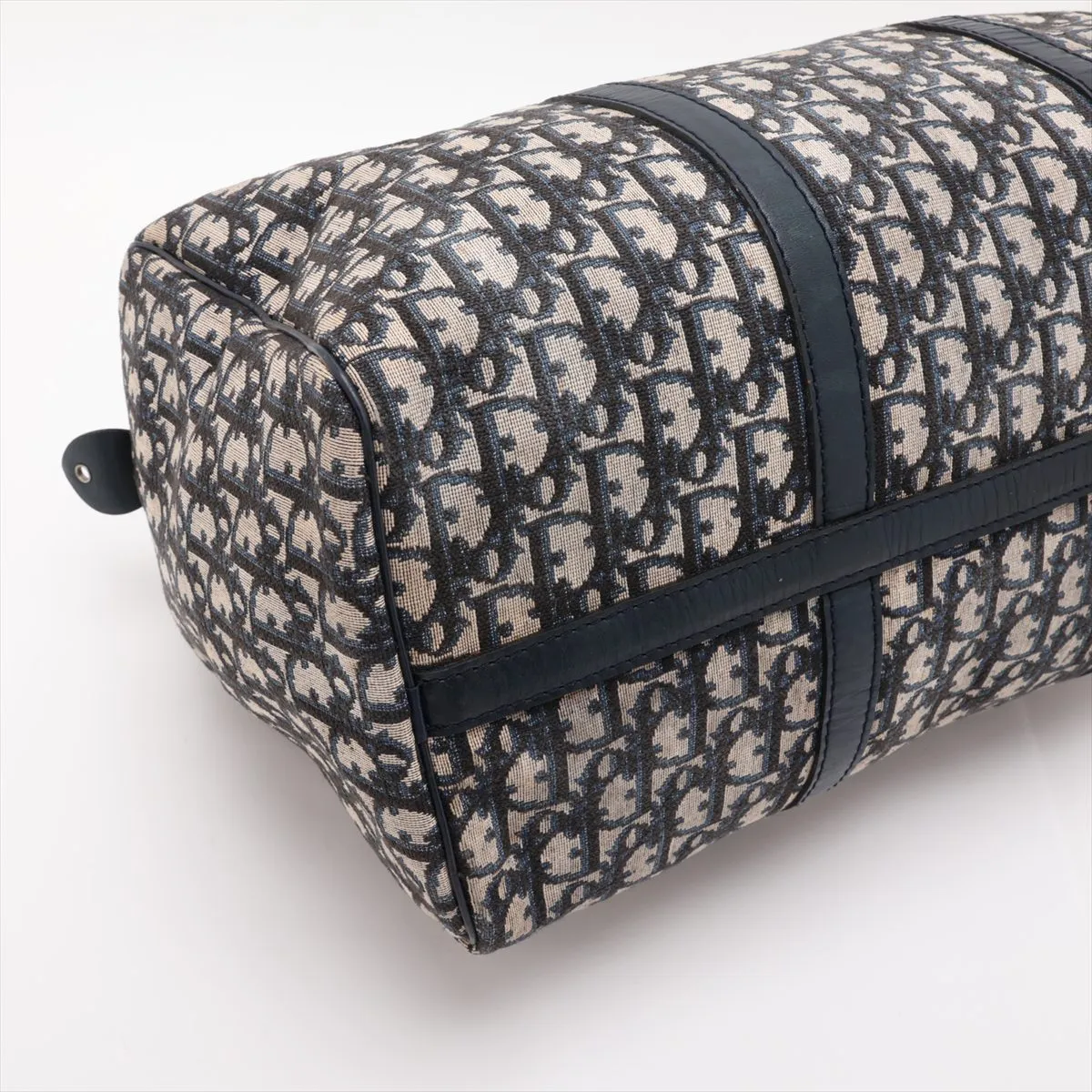 Trotter Canvas x Leather Boston Bag, Navy — view 4