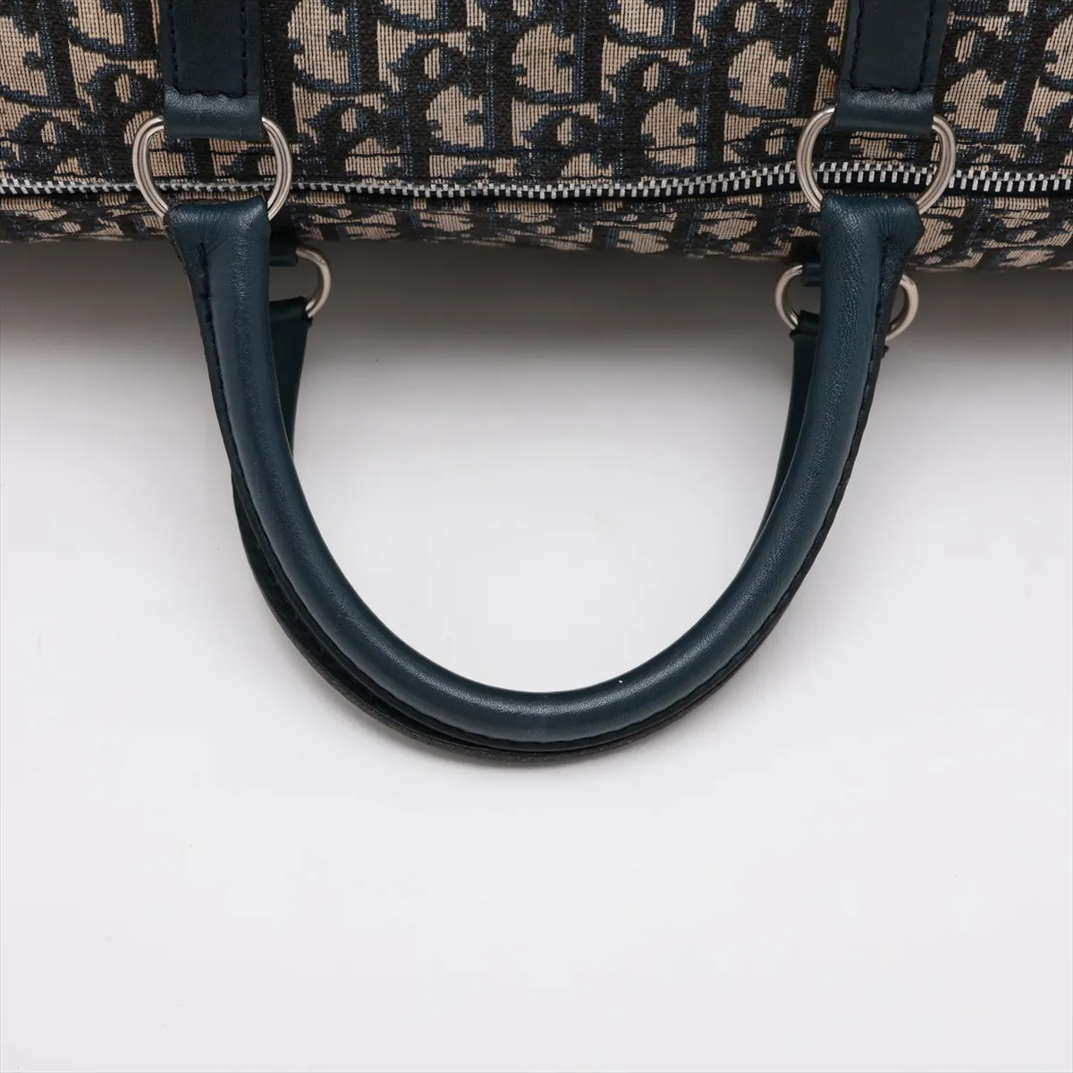 Trotter Canvas x Leather Boston Bag, Navy — view 5