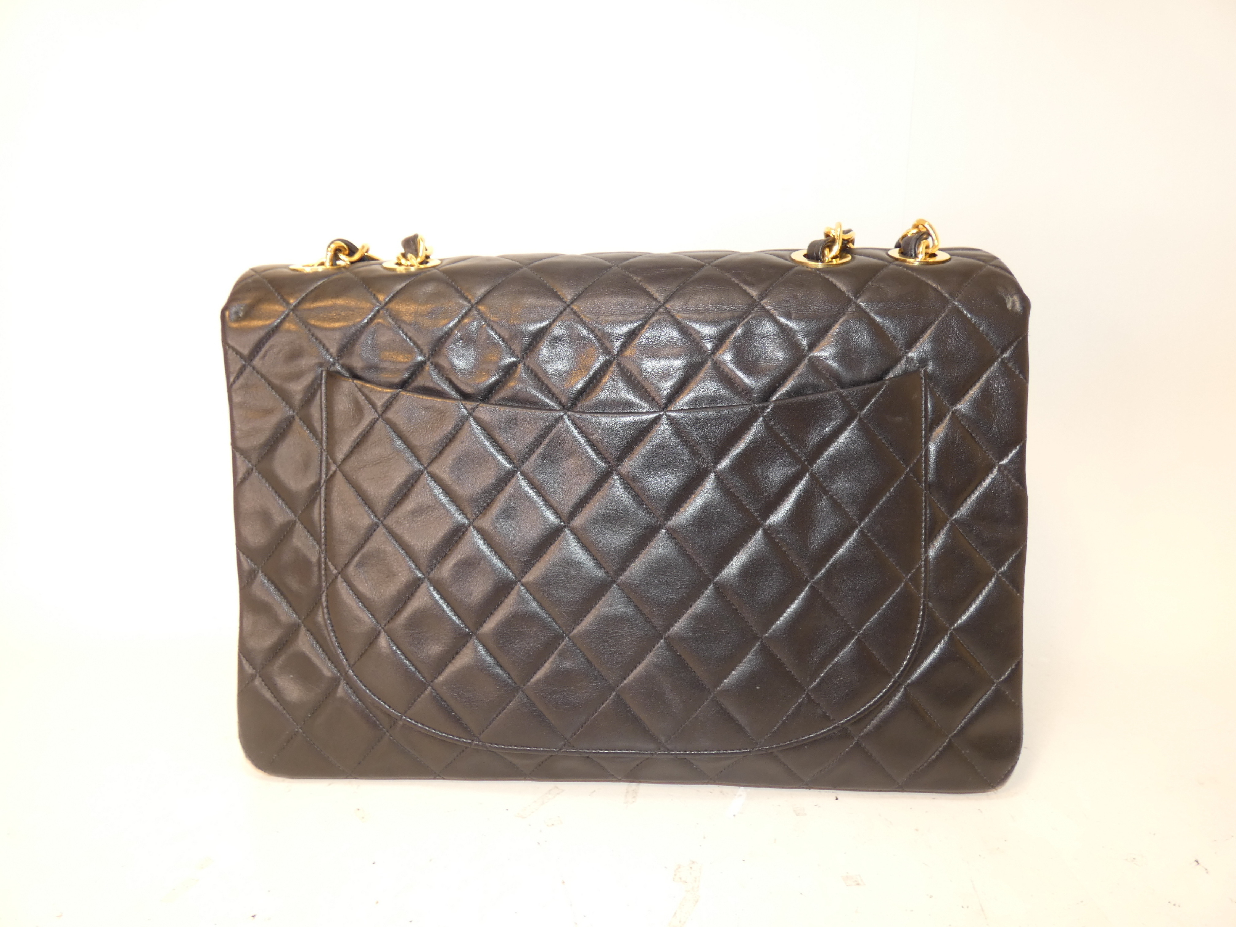 Large Matelassé Black Chain Shoulder Bag — view 2