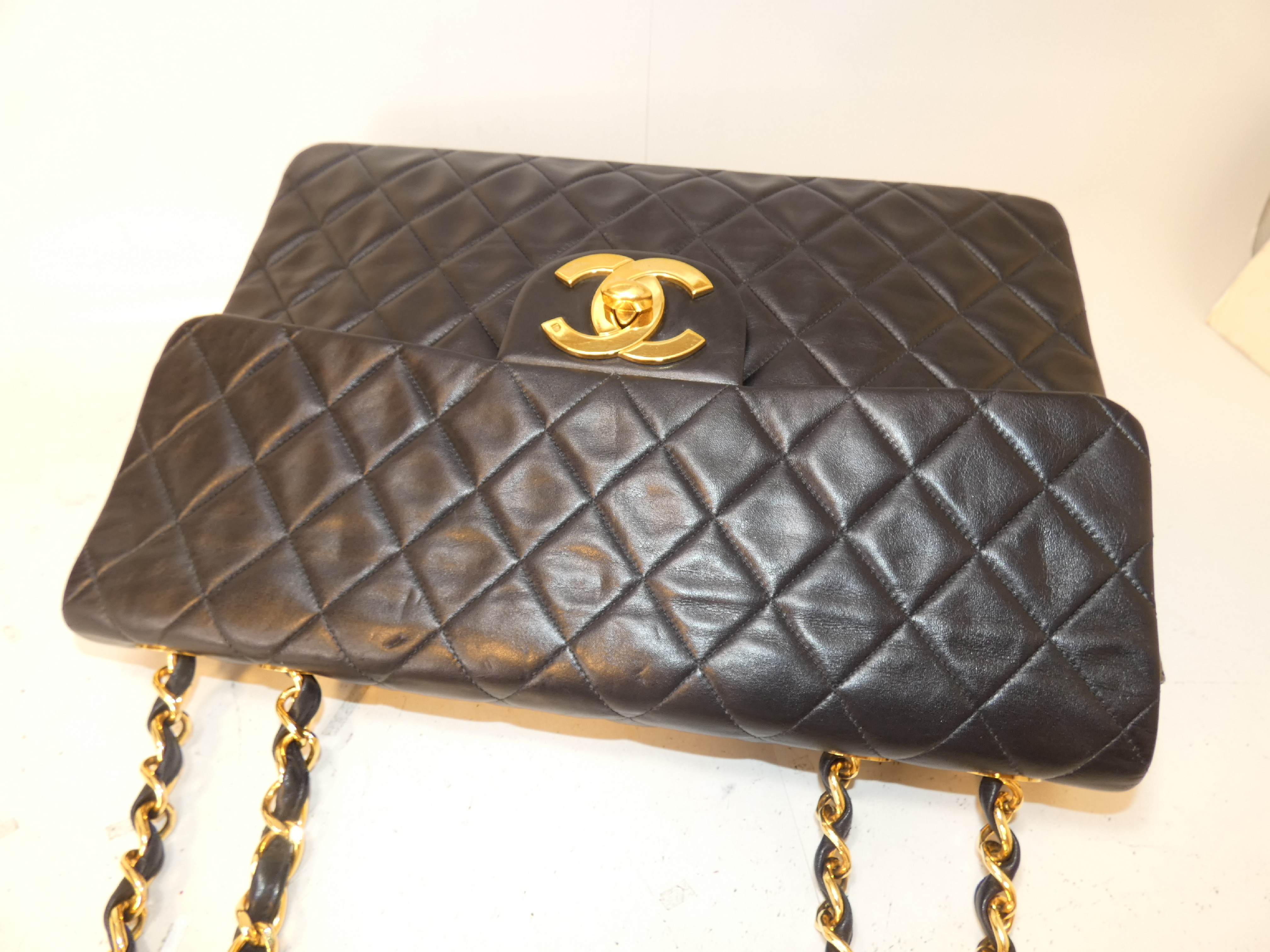 Large Matelassé Black Chain Shoulder Bag — view 3