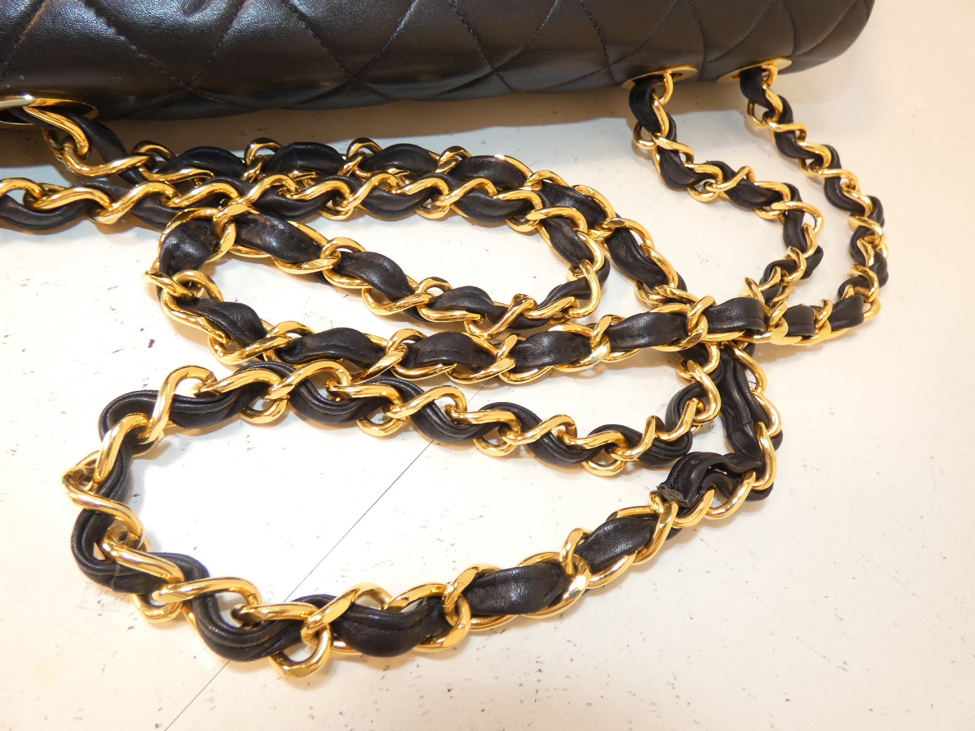Large Matelassé Black Chain Shoulder Bag — view 4