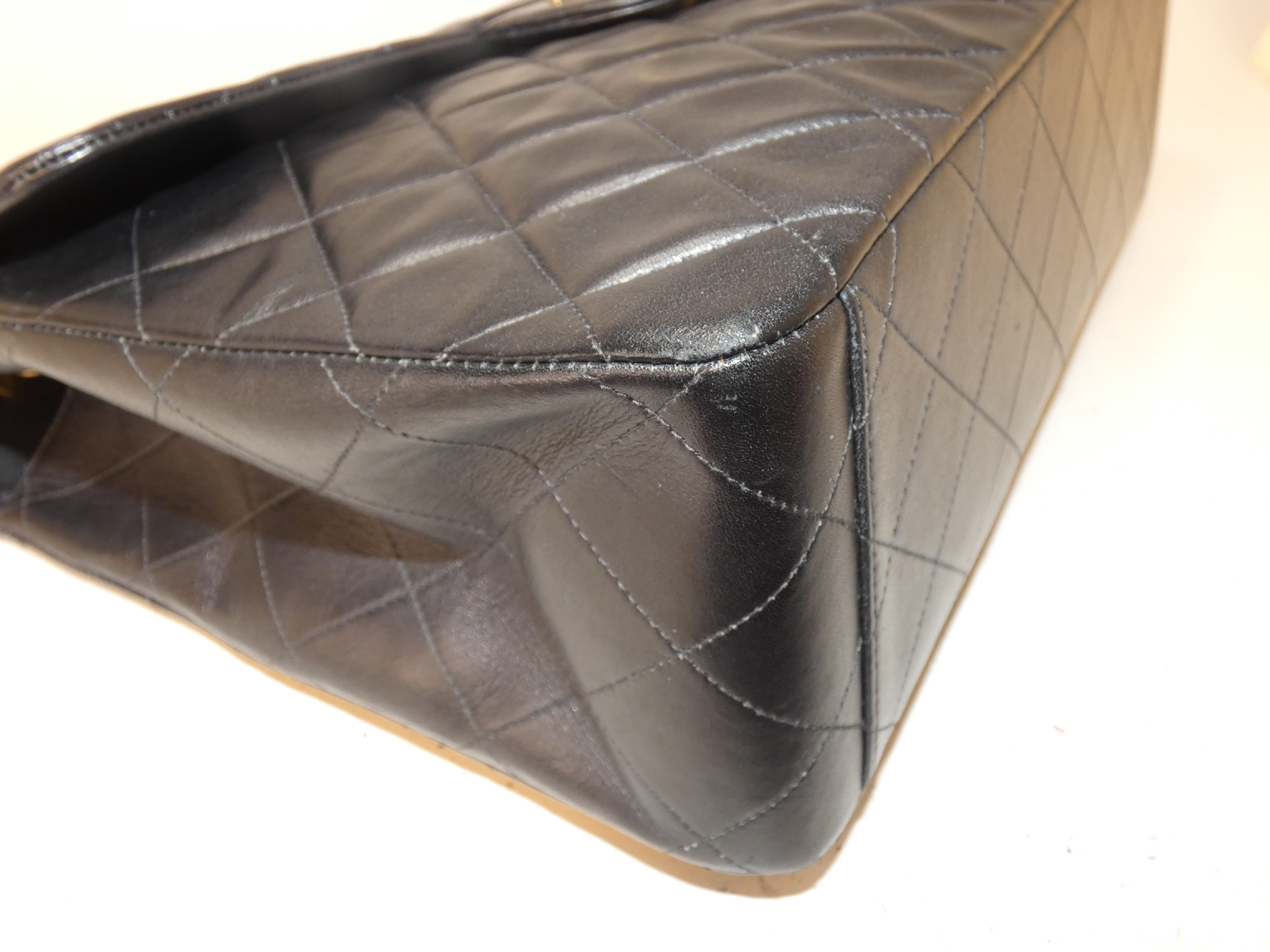 Large Matelassé Black Chain Shoulder Bag — view 6