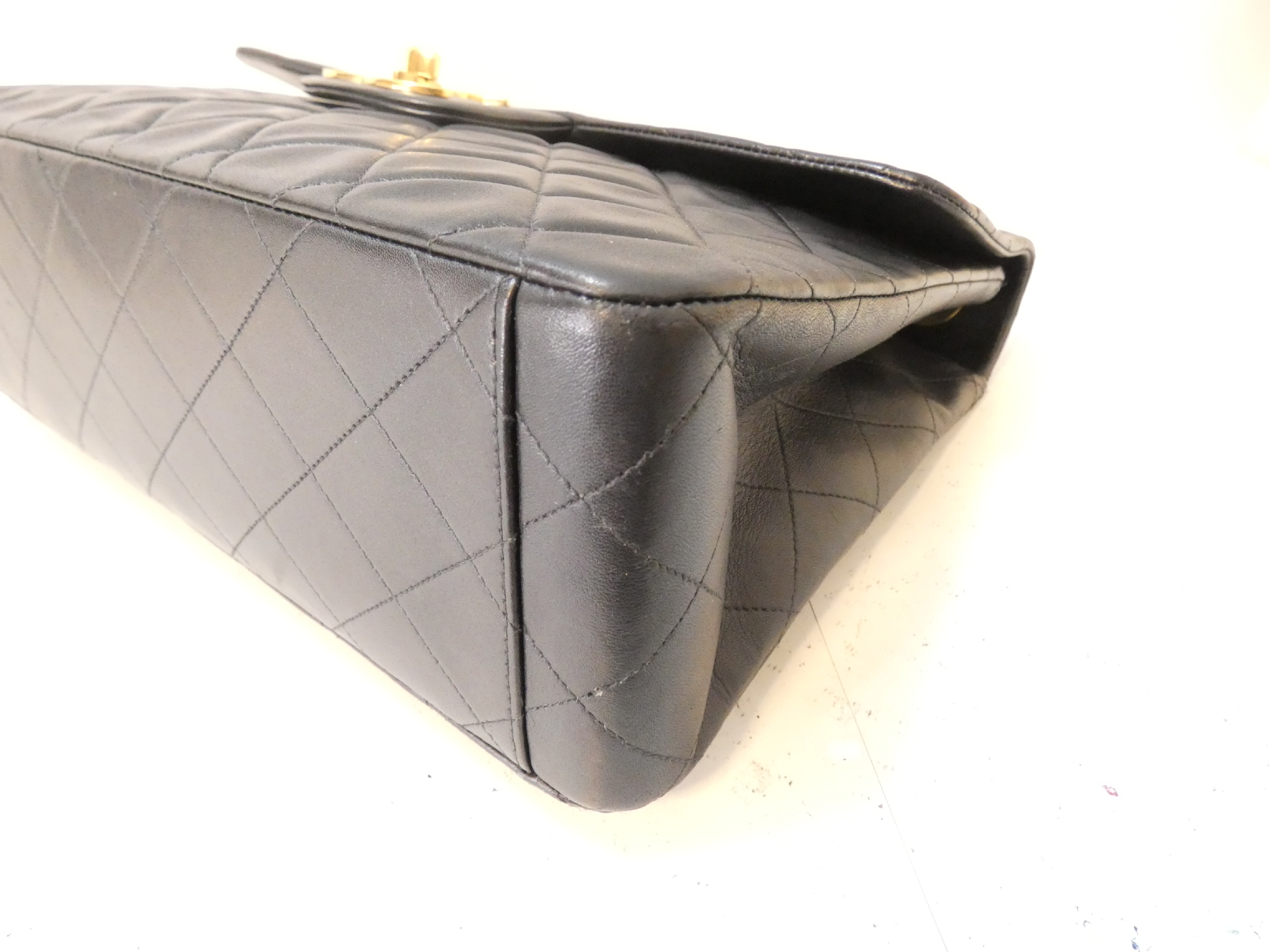 Large Matelassé Black Chain Shoulder Bag — view 7