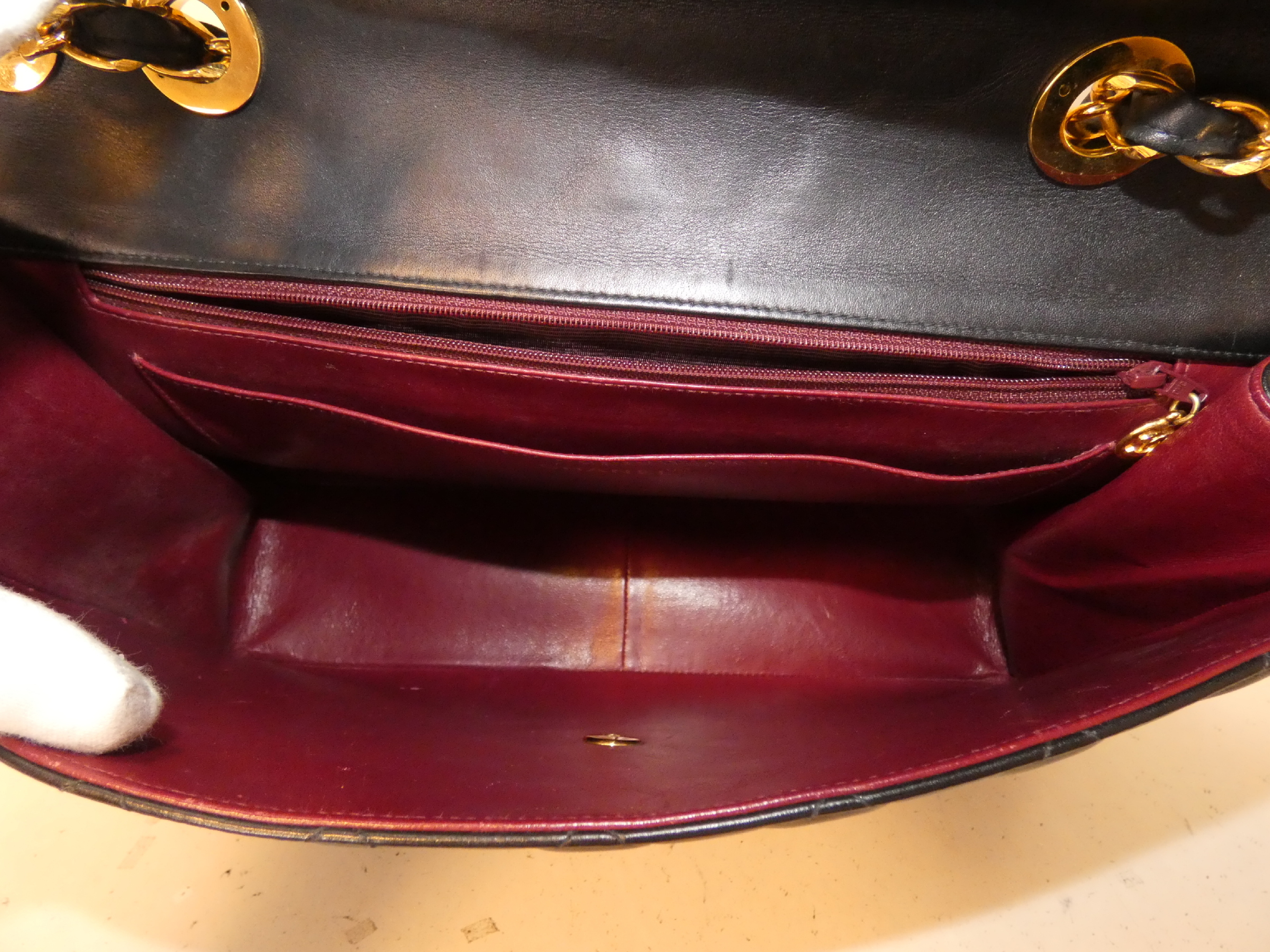 Large Matelassé Black Chain Shoulder Bag — view 9