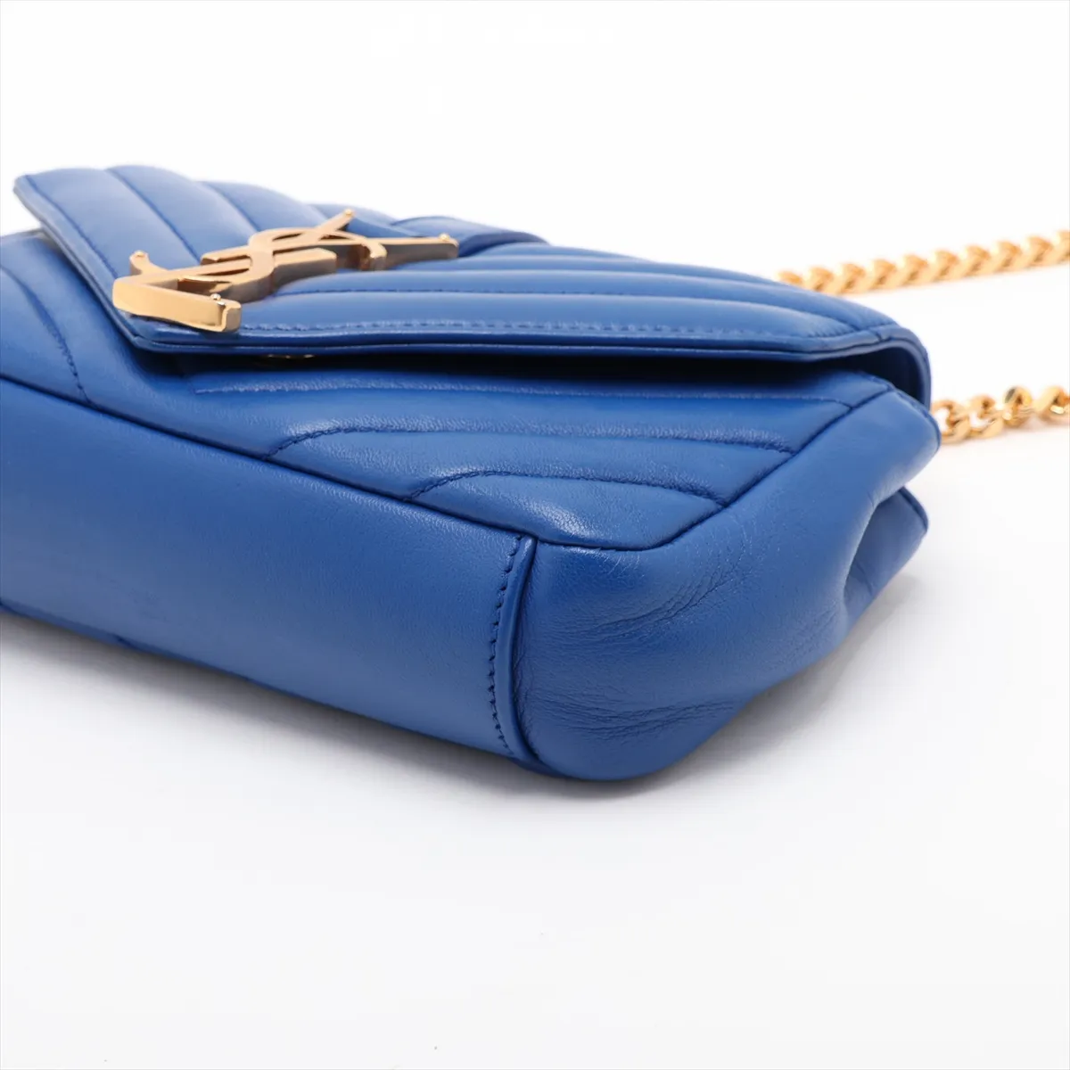 Classic Baby Chai Leather Chain Shoulder Bag, Blue, 399289 — view 3