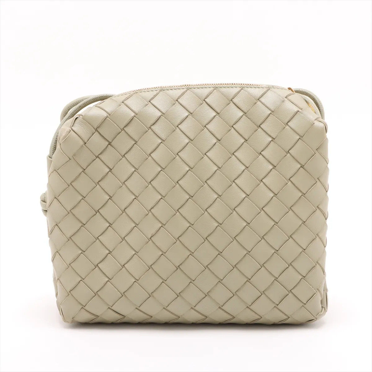 Intrecciato Small Loop Leather Shoulder Bag Green — view 2