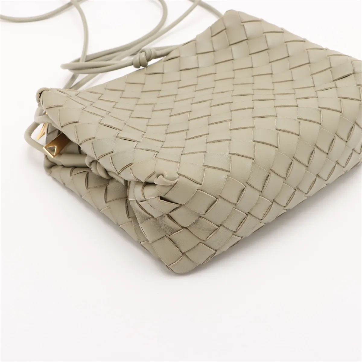 Intrecciato Small Loop Leather Shoulder Bag Green — view 4