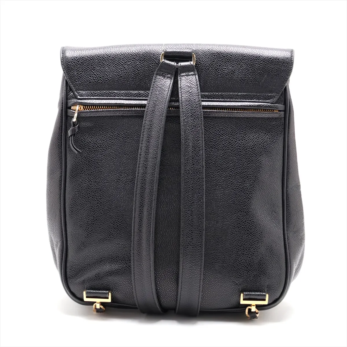 Coco Mark Caviar Skin Chain Backpack, Black with Gold Hardware, Item No. 3397534 (Serial Number 3) — view 2