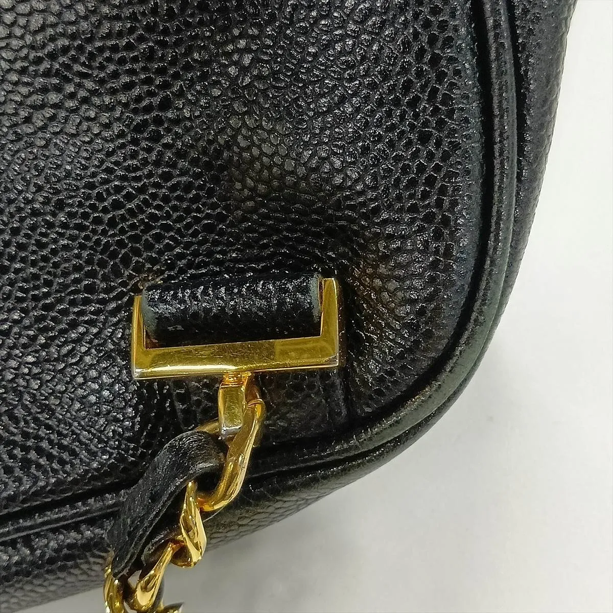 Coco Mark Caviar Skin Chain Backpack, Black with Gold Hardware, Item No. 3397534 (Serial Number 3) — view 13