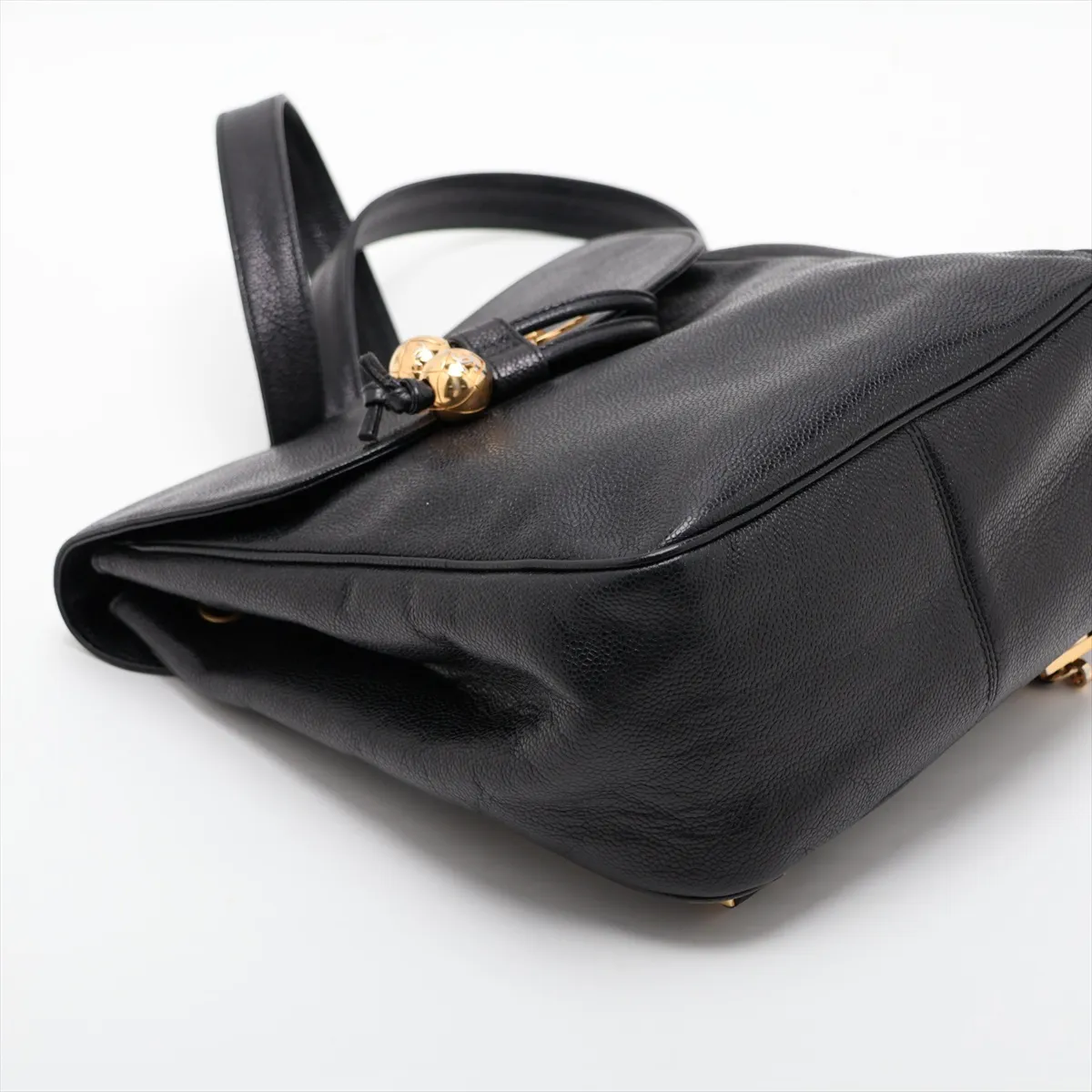 Coco Mark Caviar Skin Chain Backpack, Black with Gold Hardware, Item No. 3397534 (Serial Number 3) — view 4