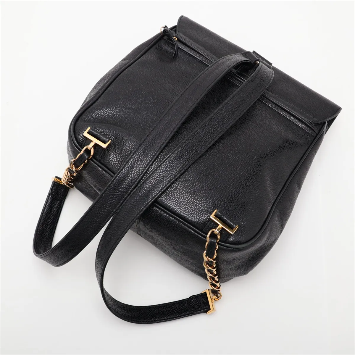 Coco Mark Caviar Skin Chain Backpack, Black with Gold Hardware, Item No. 3397534 (Serial Number 3) — view 5