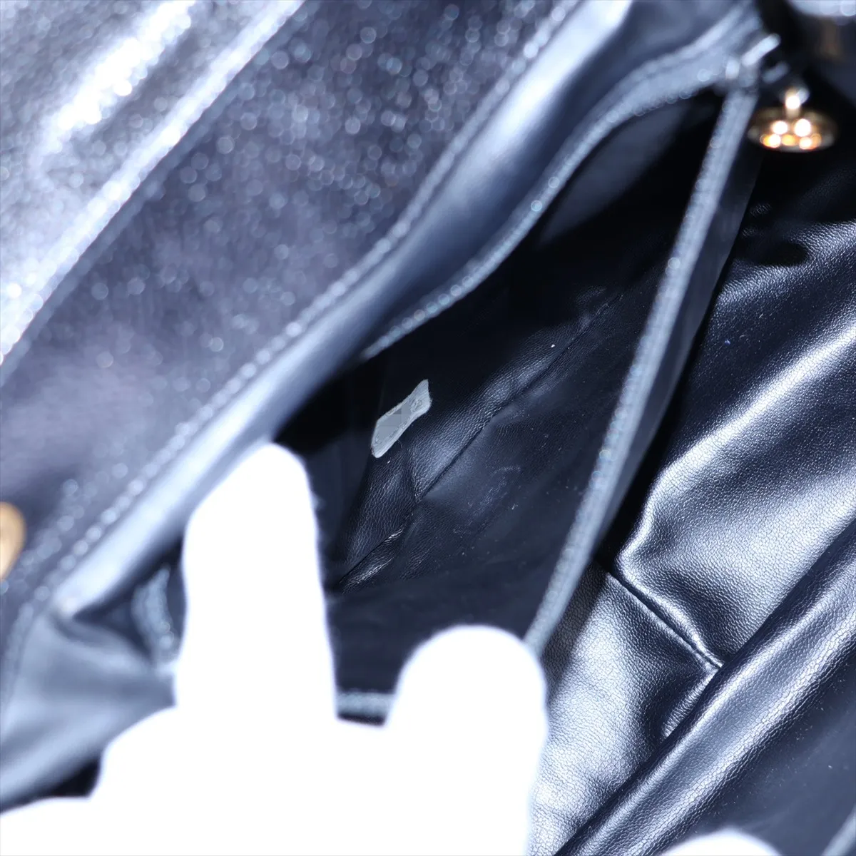 Coco Mark Caviar Skin Chain Backpack, Black with Gold Hardware, Item No. 3397534 (Serial Number 3) — view 8