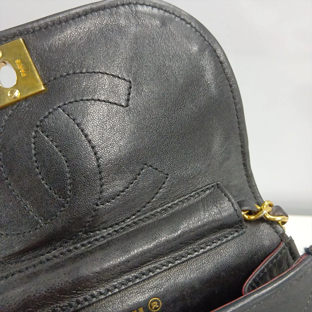 Matelassé Lambskin Chain Shoulder Bag, Paris Limited Edition, Black with Gold Hardware, 3118752, Series 3 — view 11