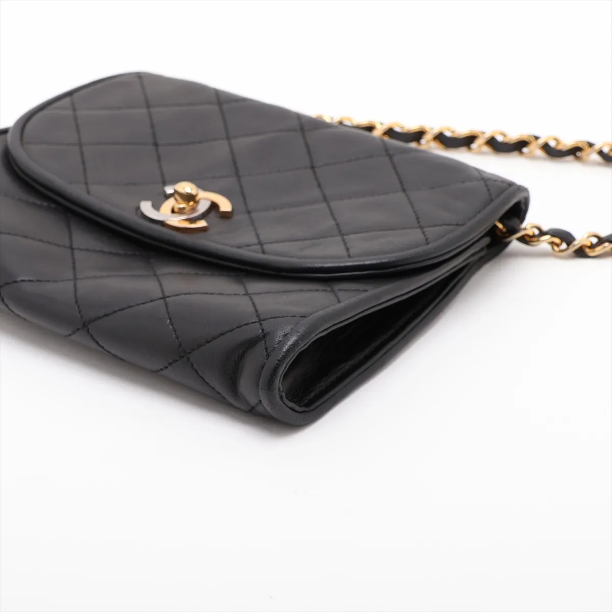 Matelassé Lambskin Chain Shoulder Bag, Paris Limited Edition, Black with Gold Hardware, 3118752, Series 3 — view 3