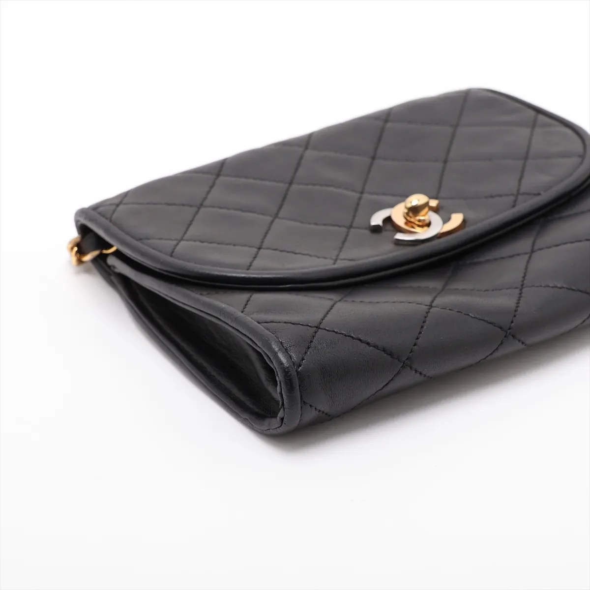 Matelassé Lambskin Chain Shoulder Bag, Paris Limited Edition, Black with Gold Hardware, 3118752, Series 3 — view 4
