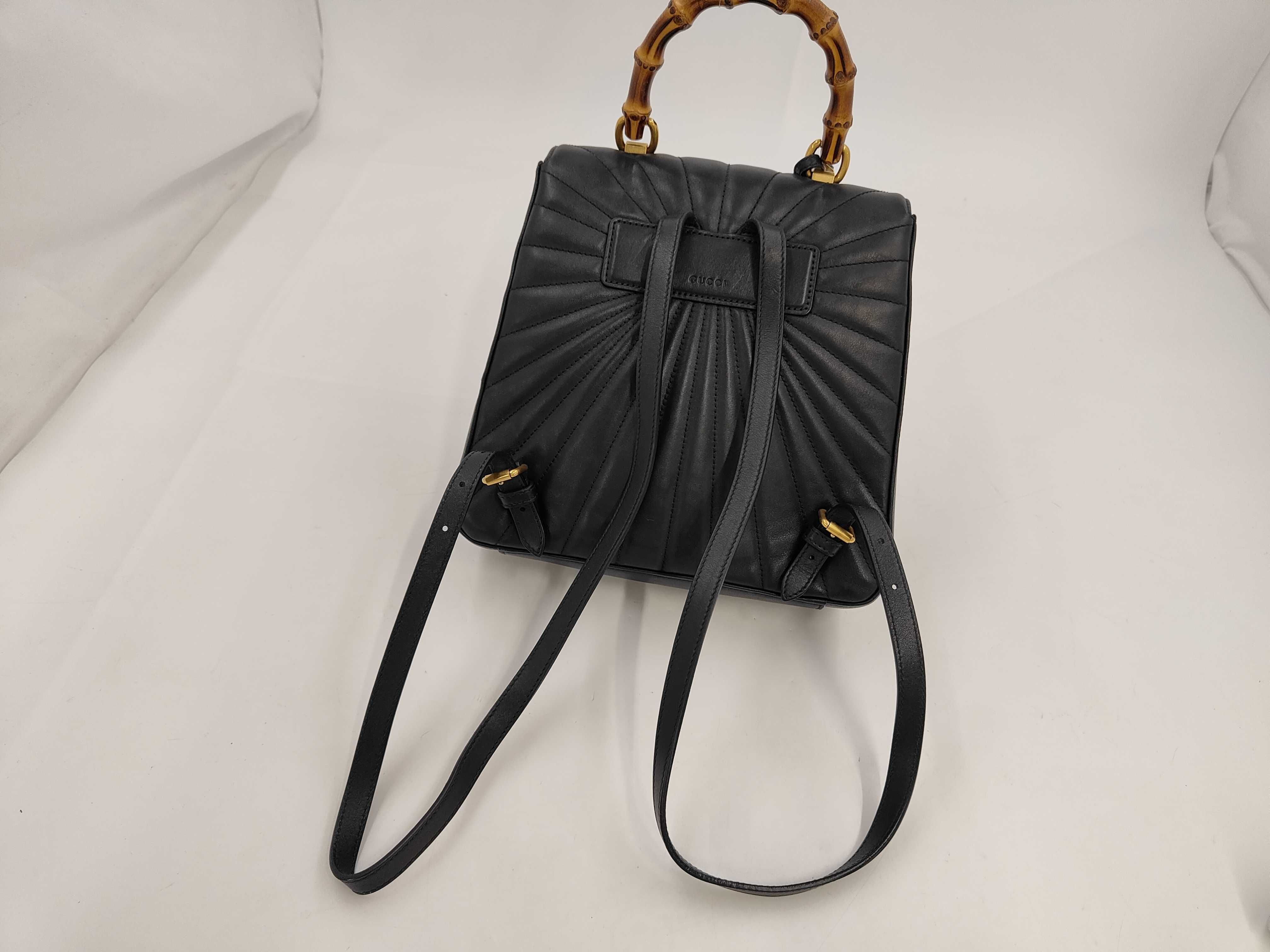 Bamboo Queen Margaret Bamboo Leather Backpack Handbag — view 3