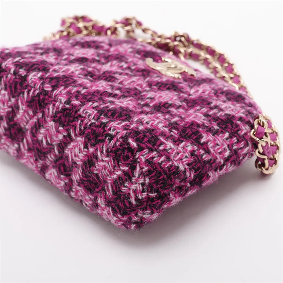 Matelassé Tweed x Leather Chain Shoulder Bag, Purple, Gold Hardware, CL3U982K, Random Serial Number, Year Gift — view 3