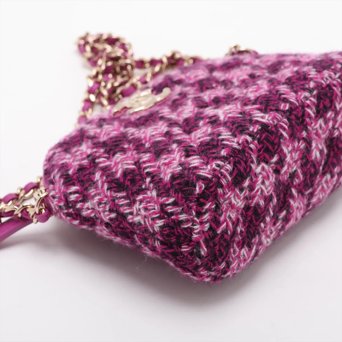 Matelassé Tweed x Leather Chain Shoulder Bag, Purple, Gold Hardware, CL3U982K, Random Serial Number, Year Gift — view 4