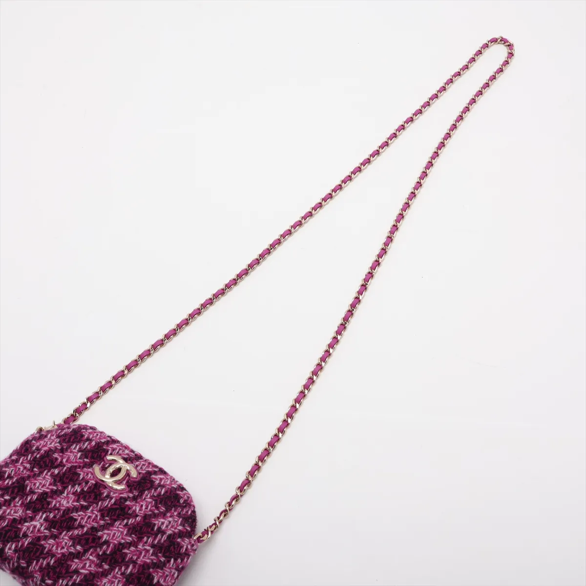 Matelassé Tweed x Leather Chain Shoulder Bag, Purple, Gold Hardware, CL3U982K, Random Serial Number, Year Gift — view 5