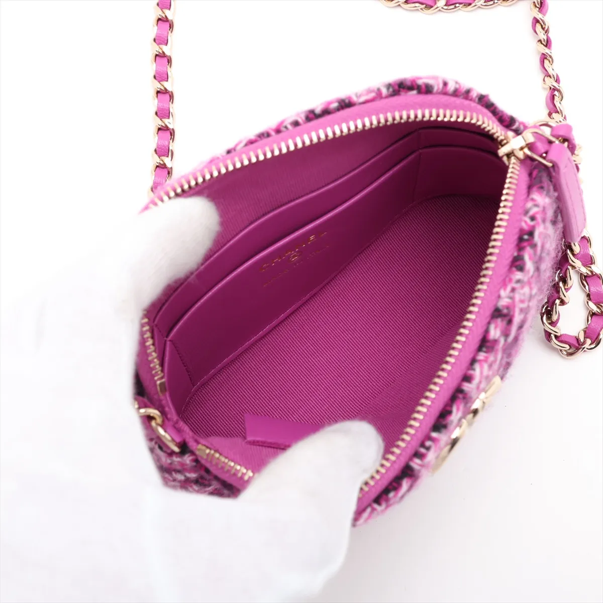 Matelassé Tweed x Leather Chain Shoulder Bag, Purple, Gold Hardware, CL3U982K, Random Serial Number, Year Gift — view 6