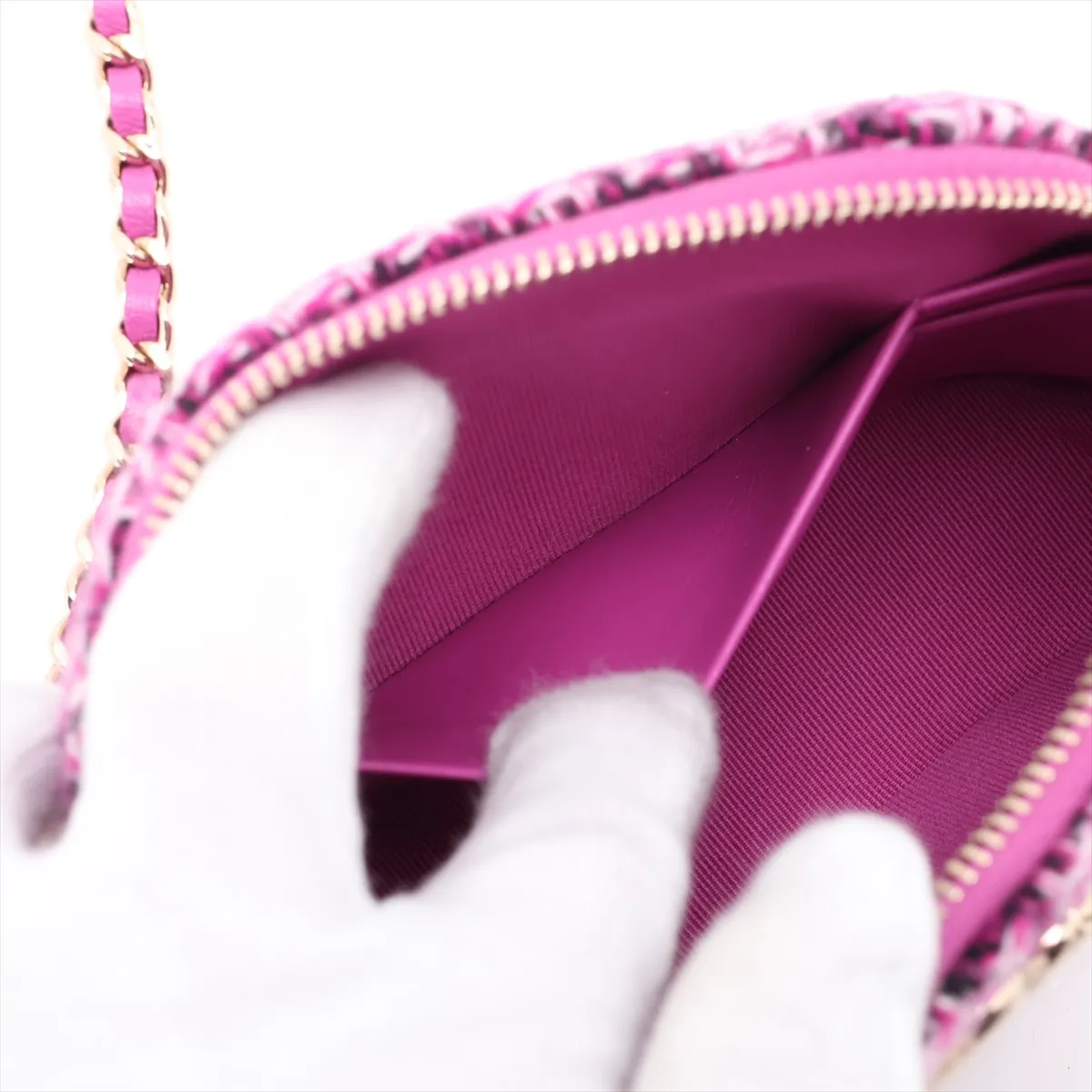 Matelassé Tweed x Leather Chain Shoulder Bag, Purple, Gold Hardware, CL3U982K, Random Serial Number, Year Gift — view 7