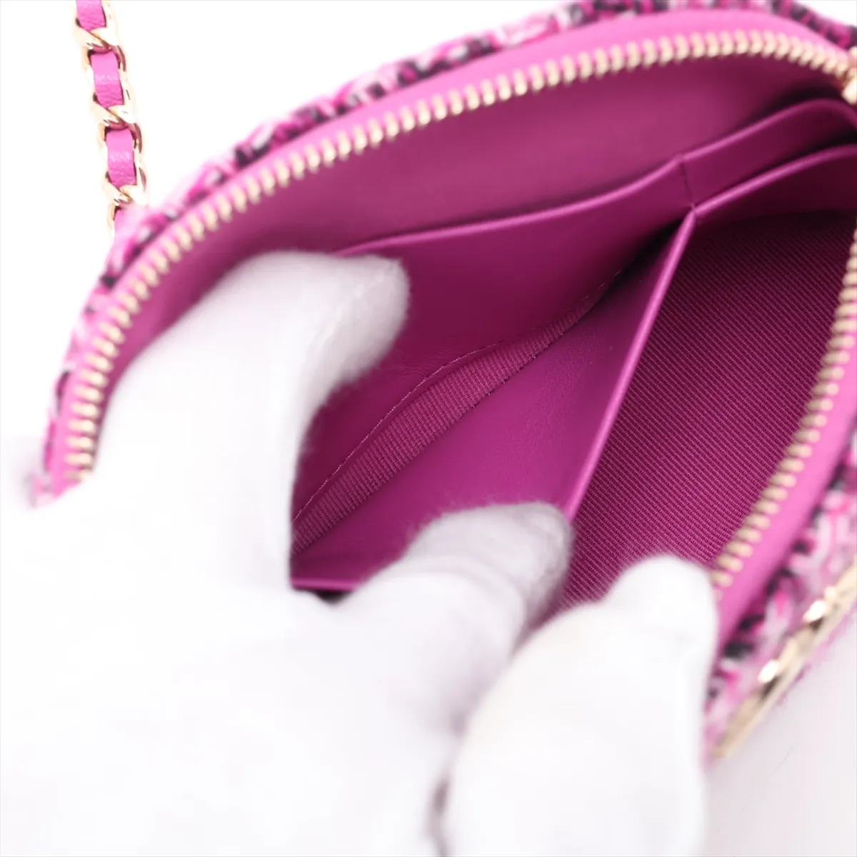 Matelassé Tweed x Leather Chain Shoulder Bag, Purple, Gold Hardware, CL3U982K, Random Serial Number, Year Gift — view 8