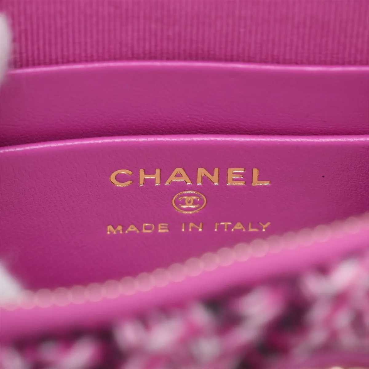 Matelassé Tweed x Leather Chain Shoulder Bag, Purple, Gold Hardware, CL3U982K, Random Serial Number, Year Gift — view 9