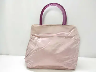 nylon handbag, pink handbag.