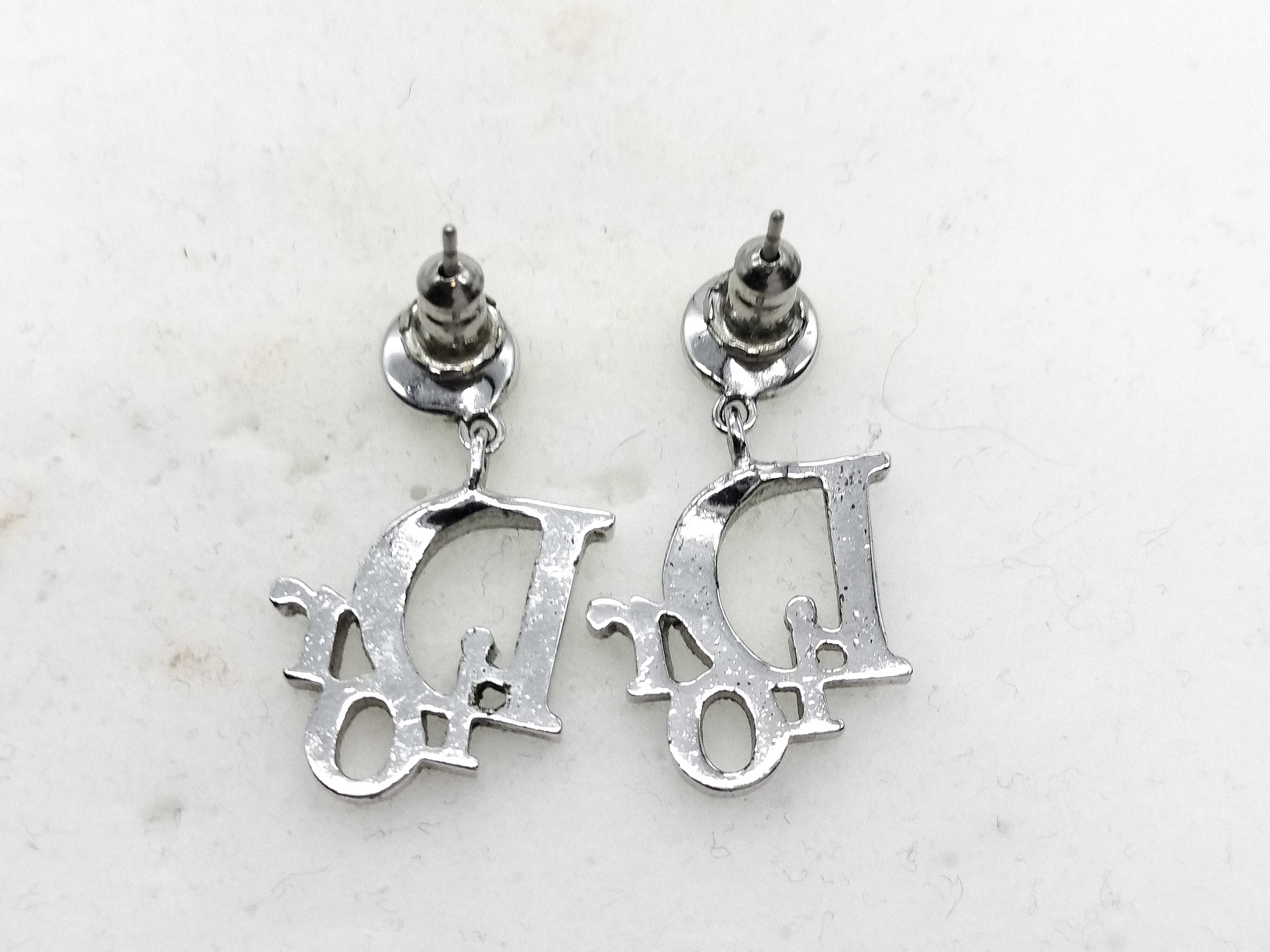 logo rhinestone earrings — view 3