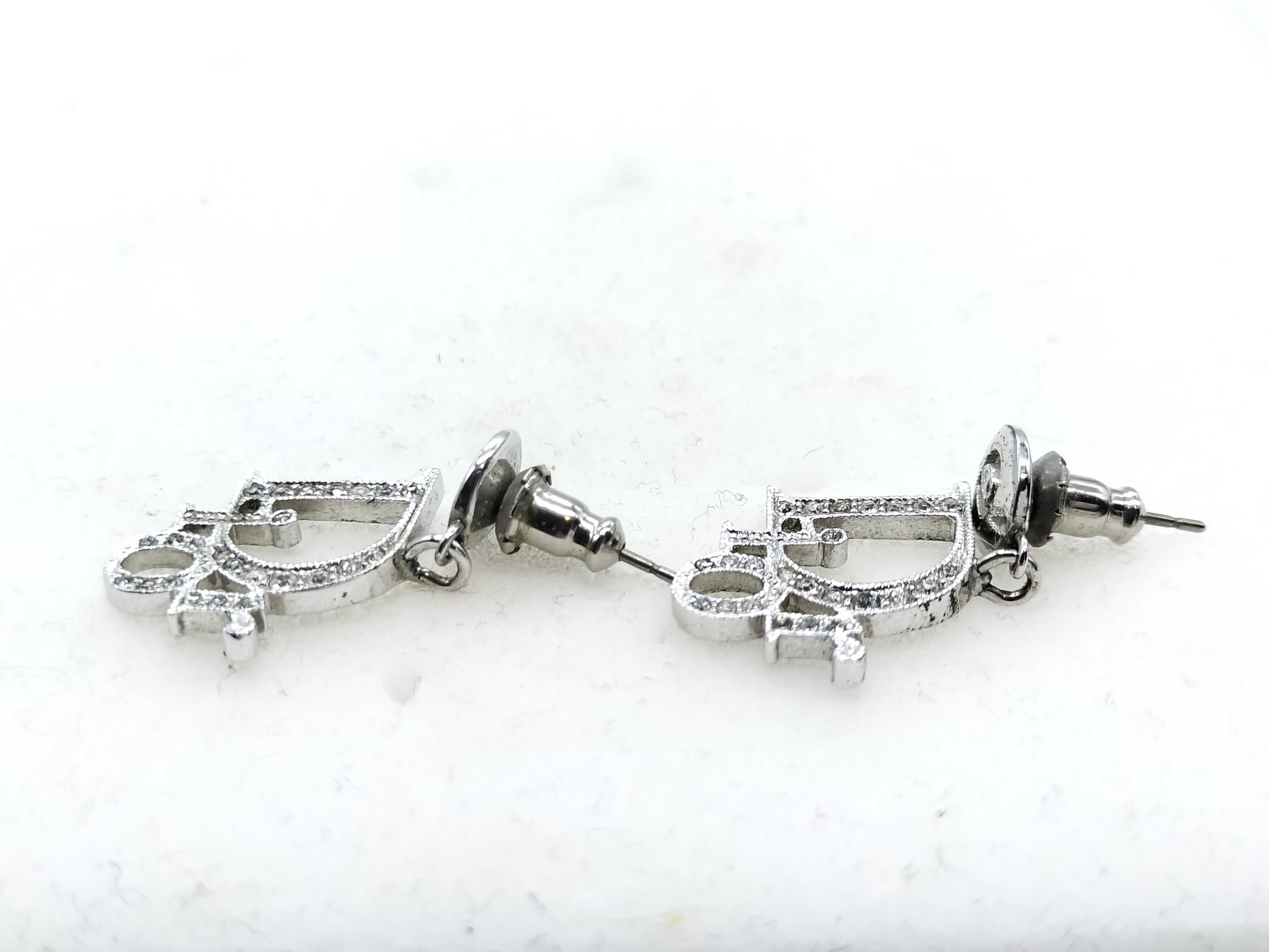 logo rhinestone earrings — view 4
