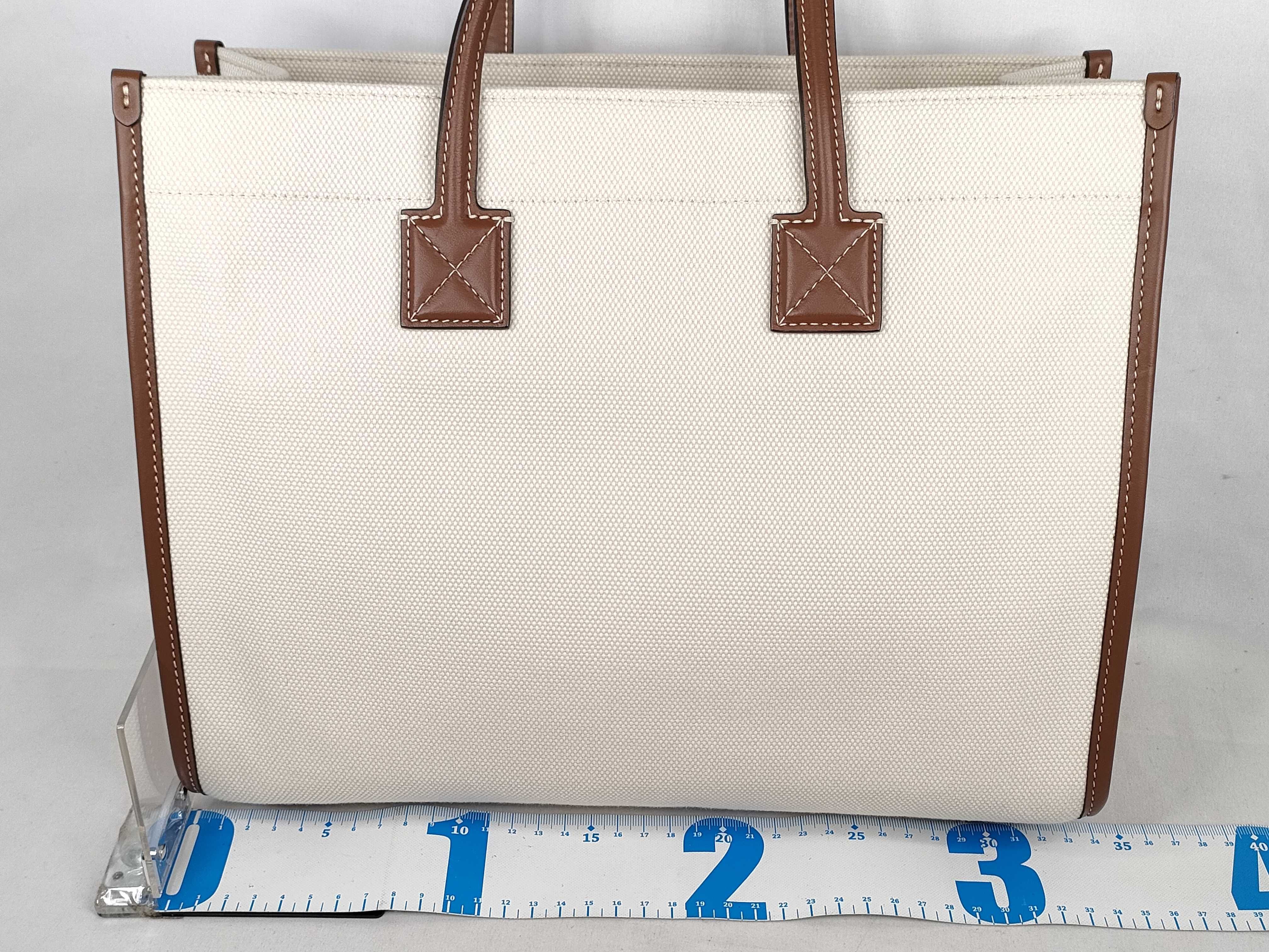 HK - Canvas Beige Leather Brown 2-Way Handbag — view 2