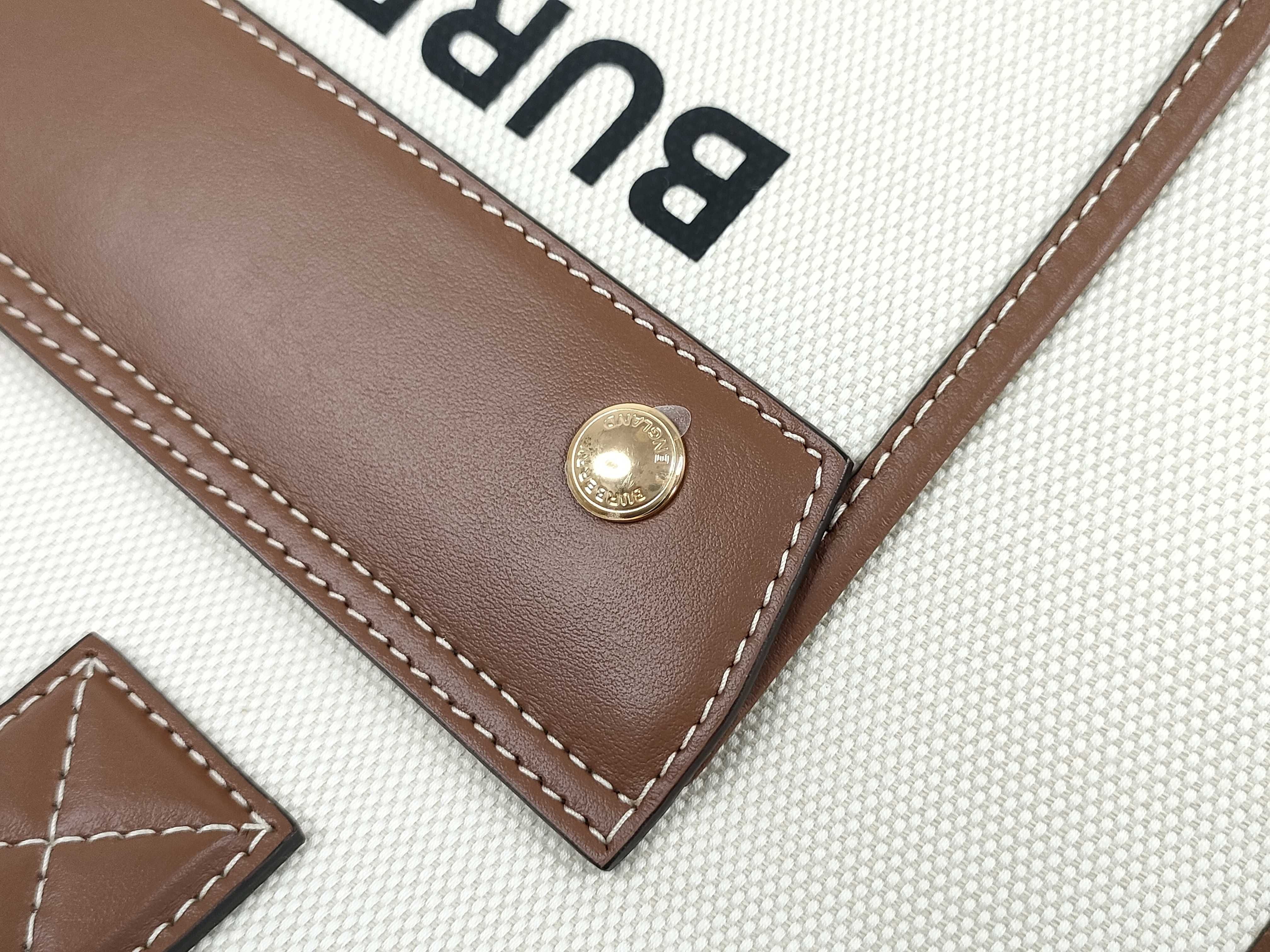 HK - Canvas Beige Leather Brown 2-Way Handbag — view 14