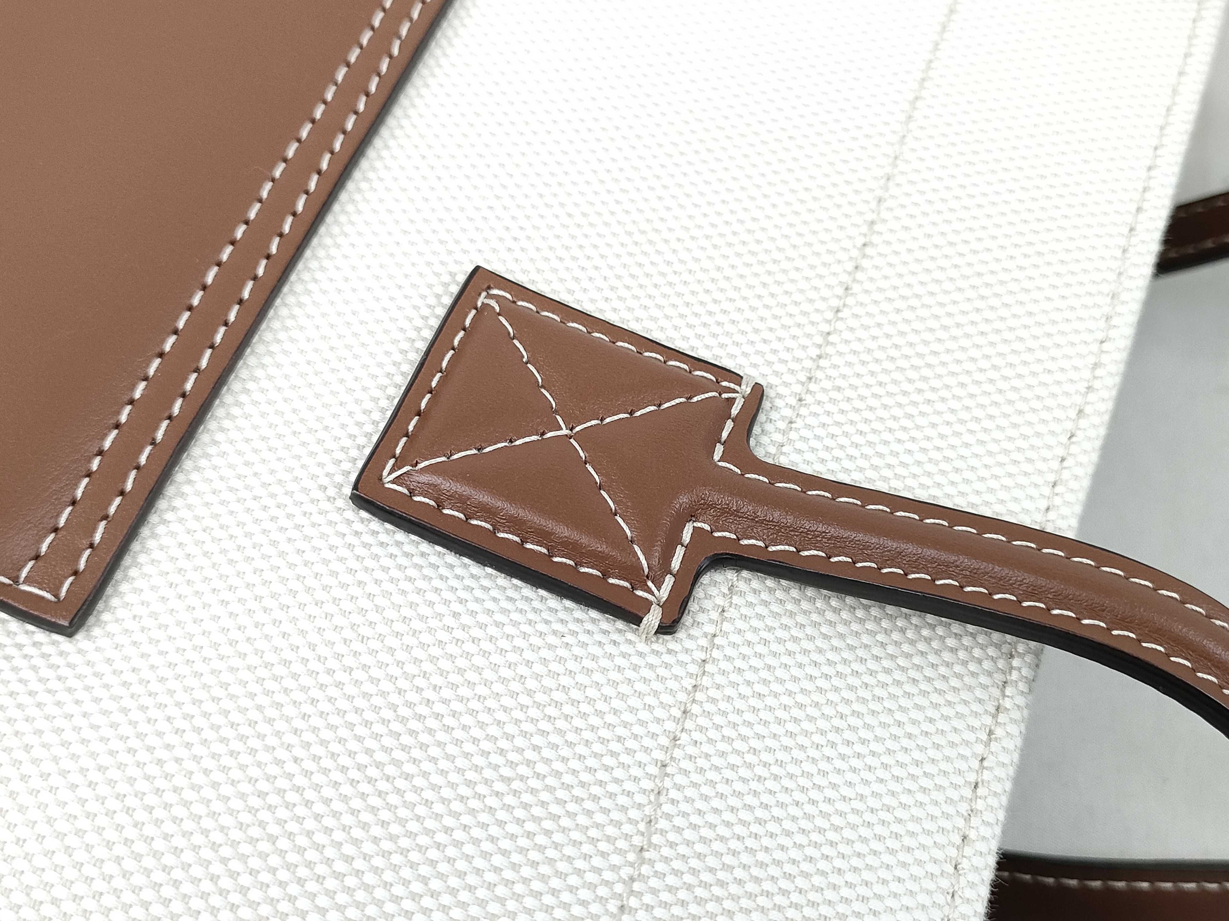 HK - Canvas Beige Leather Brown 2-Way Handbag — view 5