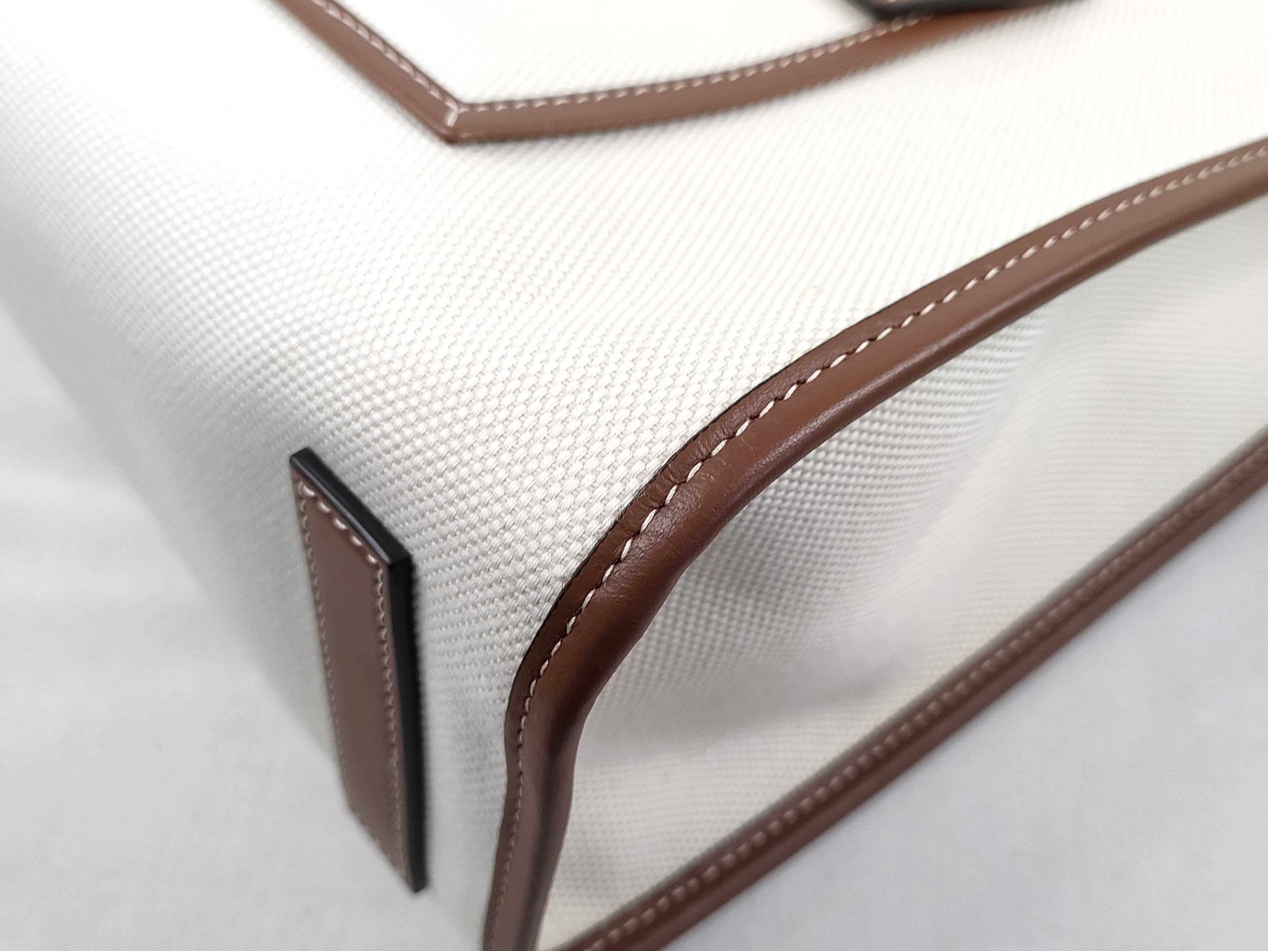 HK - Canvas Beige Leather Brown 2-Way Handbag — view 6