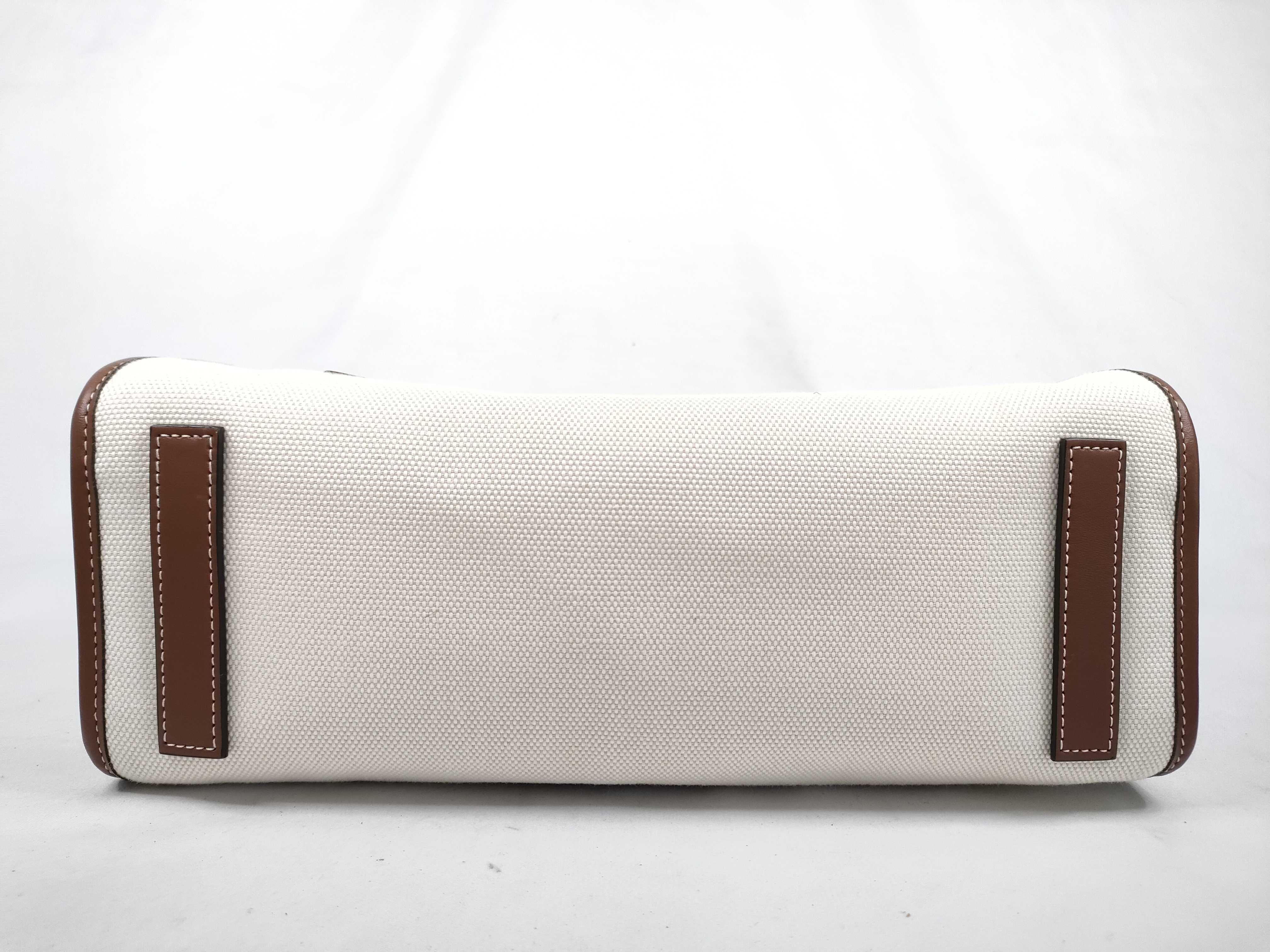 HK - Canvas Beige Leather Brown 2-Way Handbag — view 7