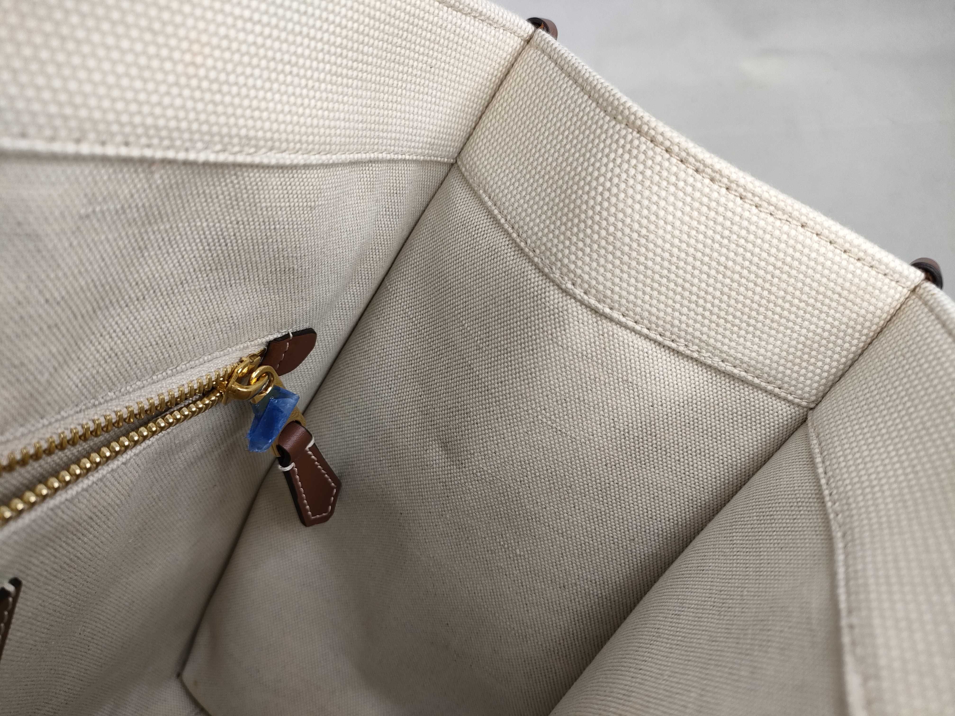 HK - Canvas Beige Leather Brown 2-Way Handbag — view 8