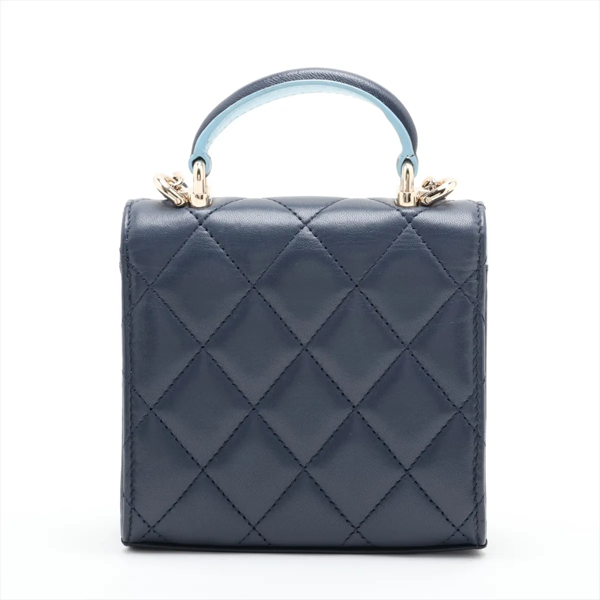 Mini Matelassé Lambskin 2-Way Handbag, Blue with Gold Hardware, P4K1211K, Random Serial Number — view 2
