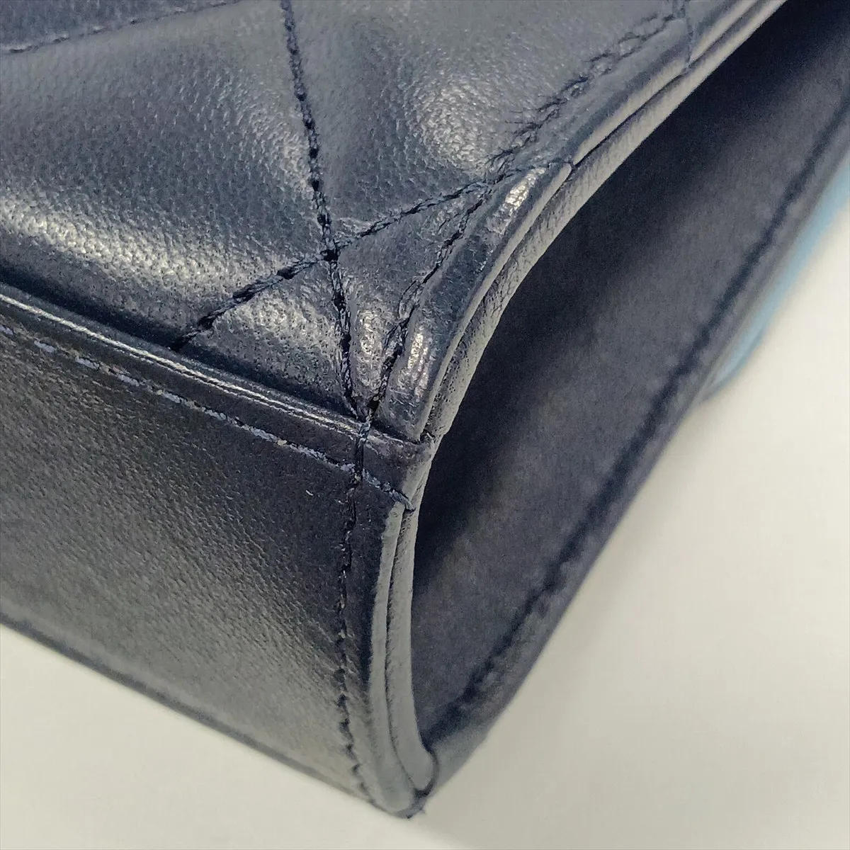 Mini Matelassé Lambskin 2-Way Handbag, Blue with Gold Hardware, P4K1211K, Random Serial Number — view 14