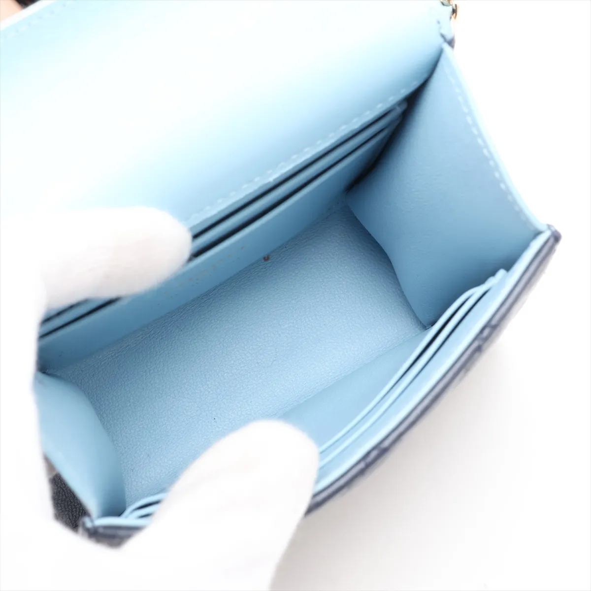 Mini Matelassé Lambskin 2-Way Handbag, Blue with Gold Hardware, P4K1211K, Random Serial Number — view 8