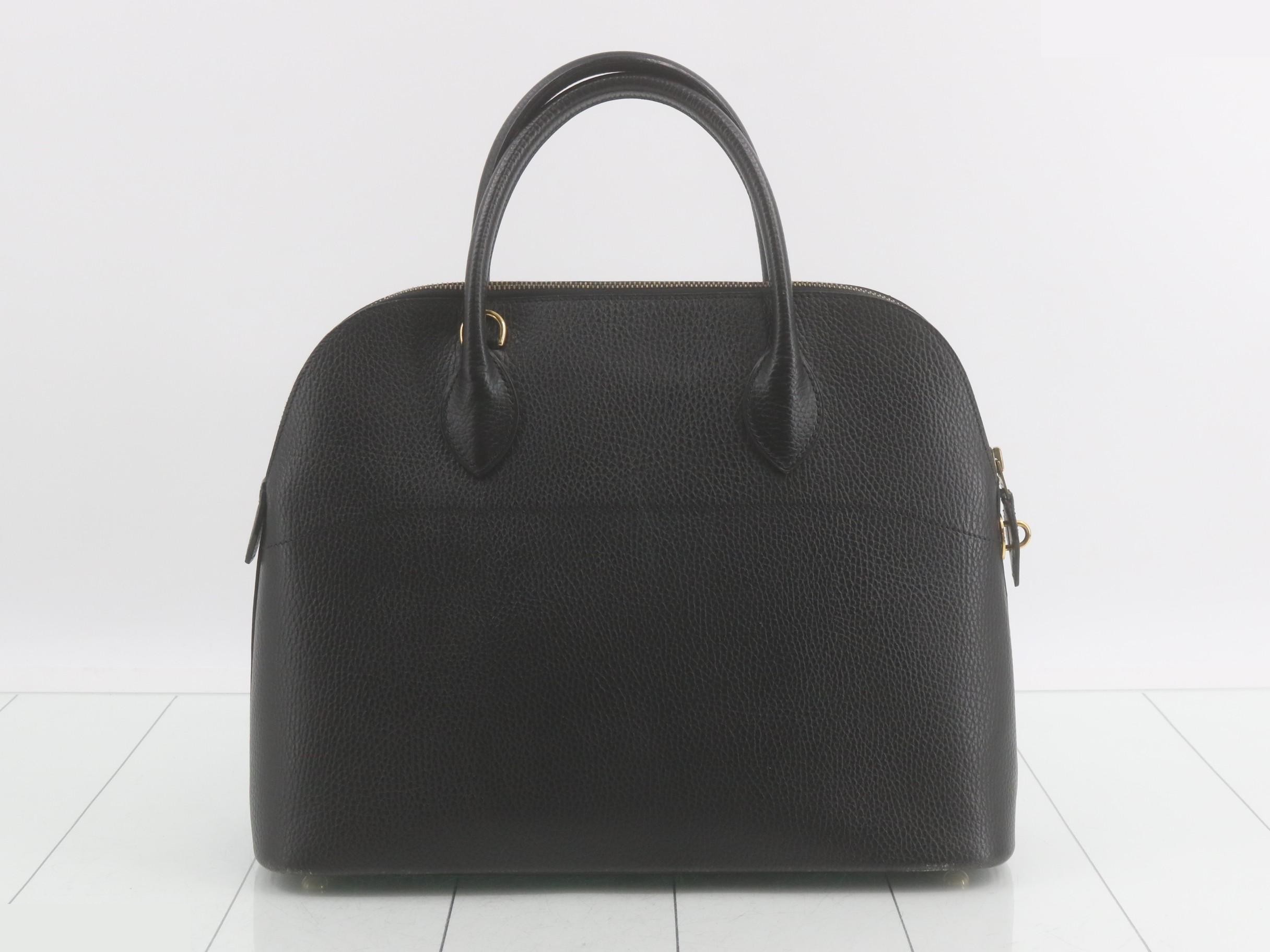 Bolide bag, B stamp, black, Veau Swift leather, 2-way handle, gold hardware. — view 3