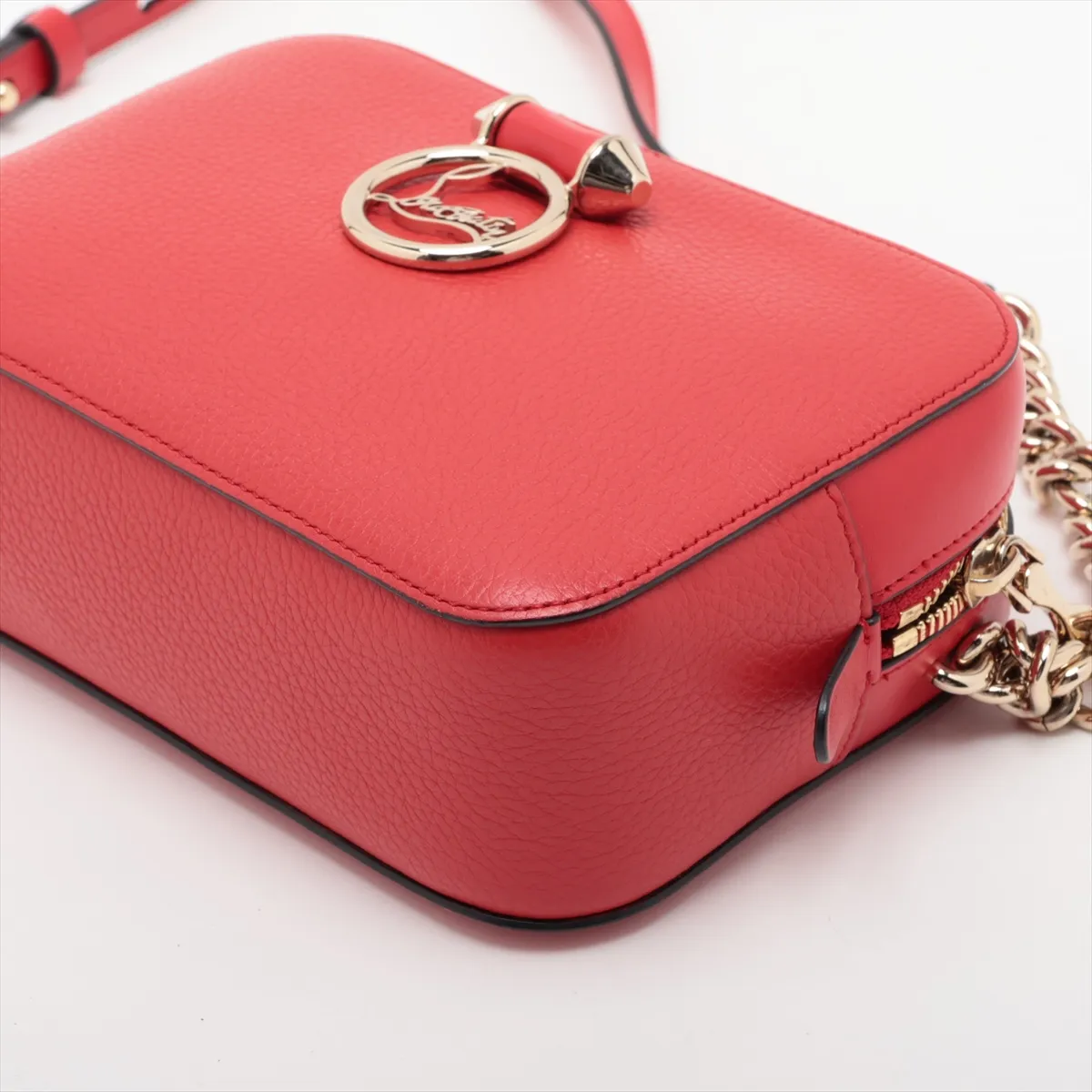 Loubilou Leather Chain Shoulder Bag, Red — view 3
