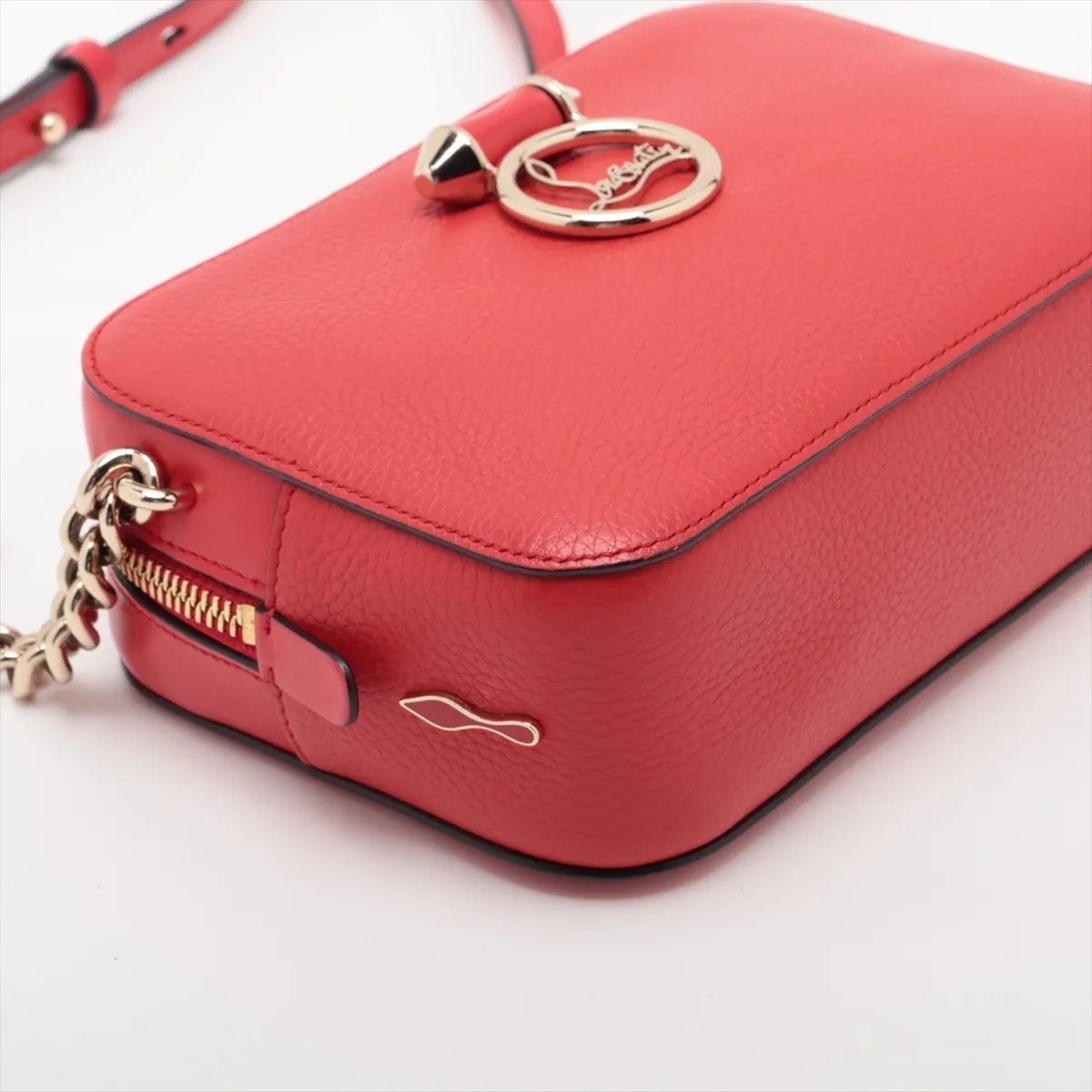 Loubilou Leather Chain Shoulder Bag, Red — view 4