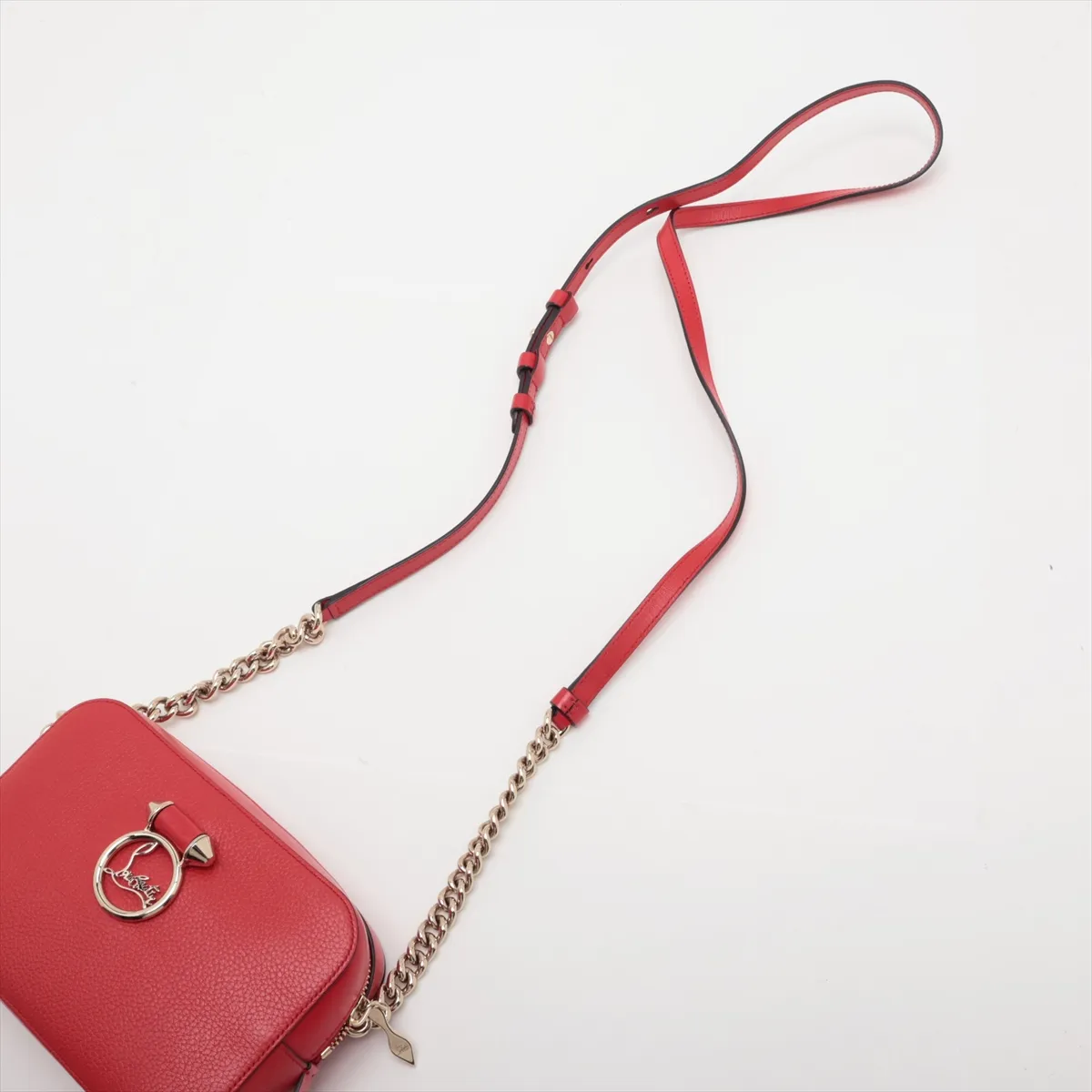 Loubilou Leather Chain Shoulder Bag, Red — view 5