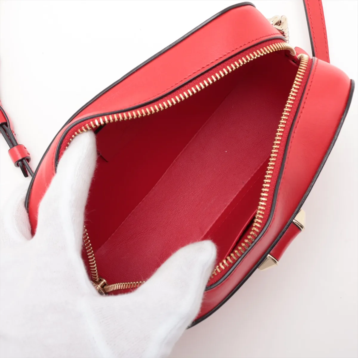 Loubilou Leather Chain Shoulder Bag, Red — view 6