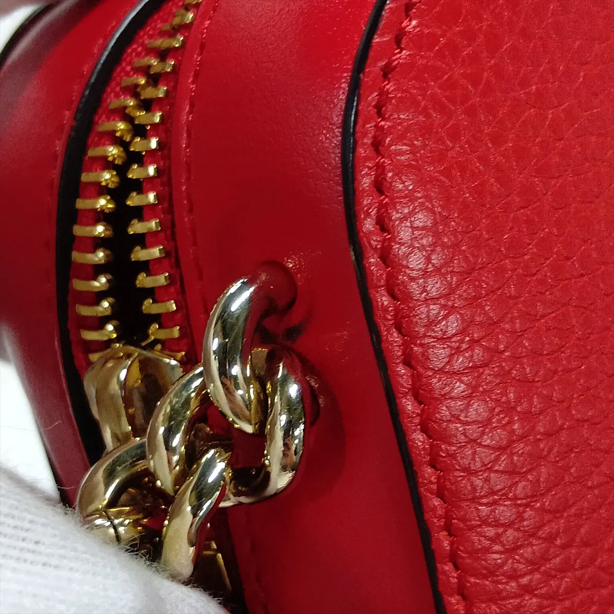Loubilou Leather Chain Shoulder Bag, Red — view 10